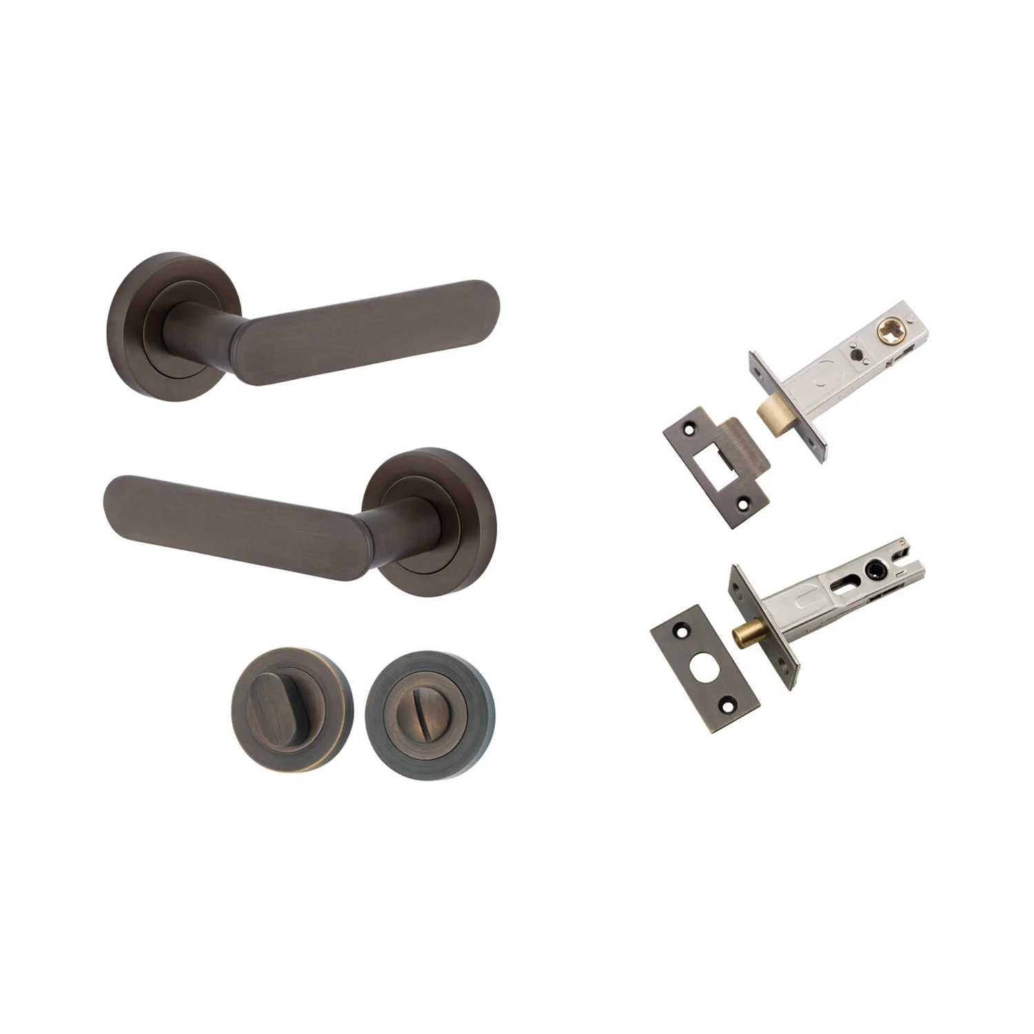 Iver Bronte Door Lever Handle on Round Rose Privacy Kit with Turn - Available in Various Finishes - Image 7