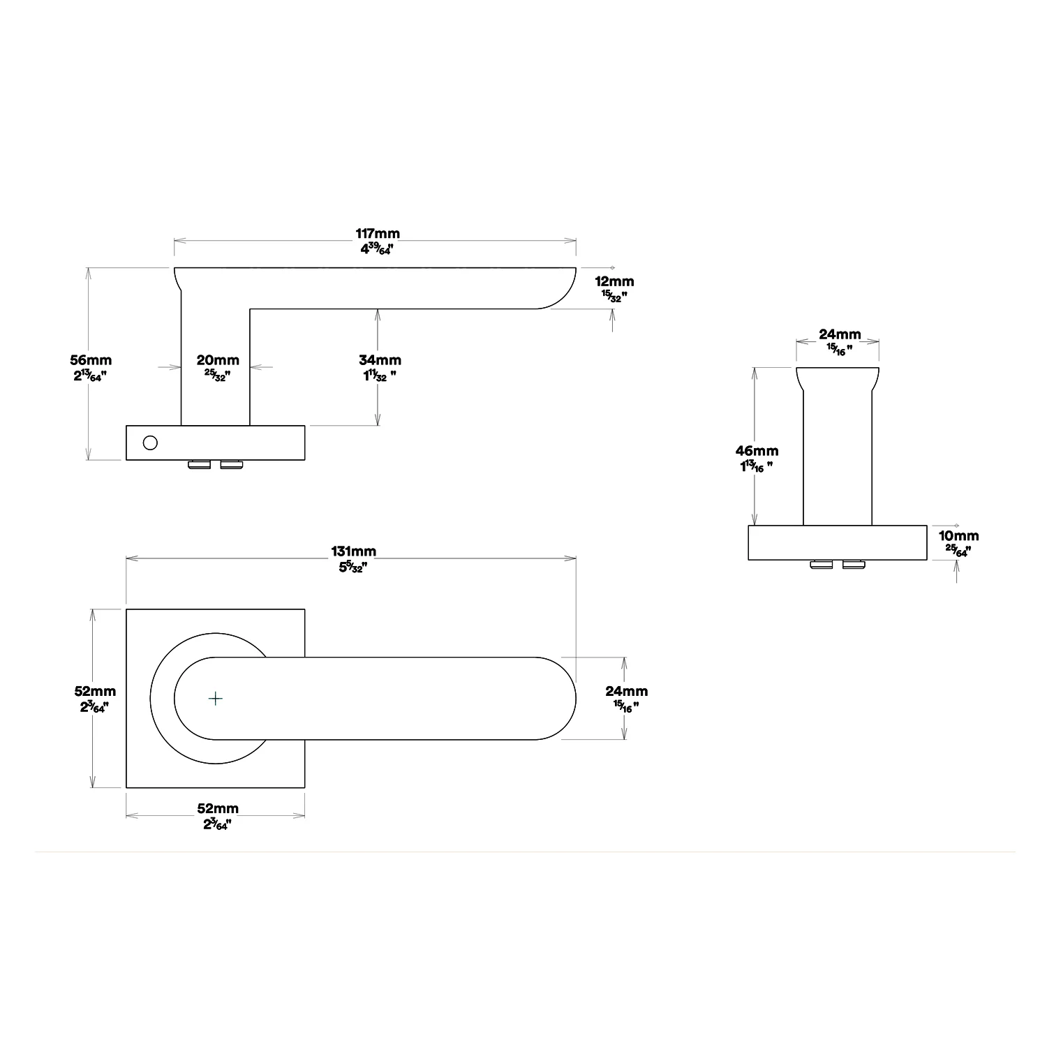 Iver Bronte Door Lever Handle on Square Rose Entrance Kit Key/Key - Available in Various Finishes - Image 3