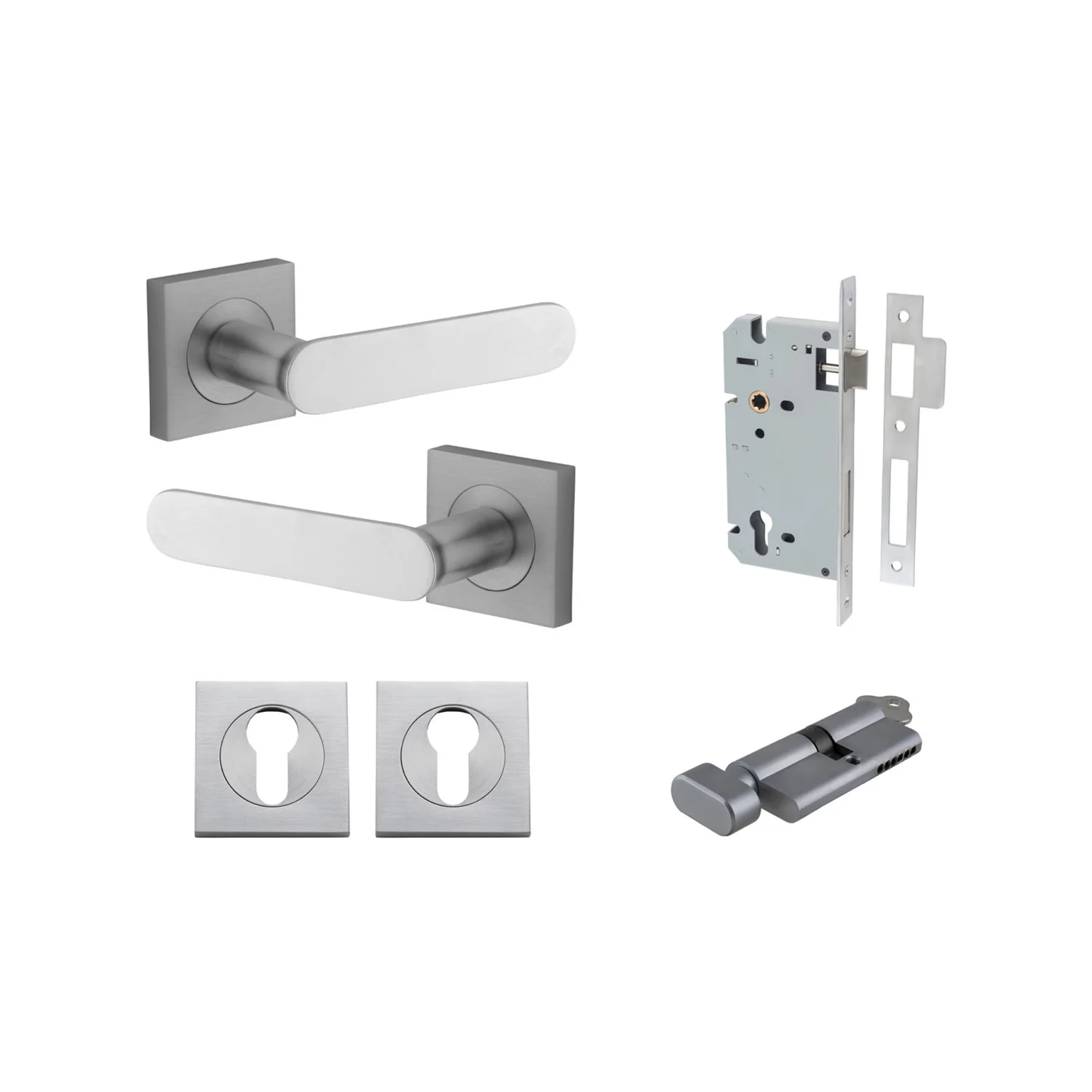 Iver Bronte Door Lever Handle on Square Rose Entrance Kit Key/Thumb - Available in Various Finishes - Image 11