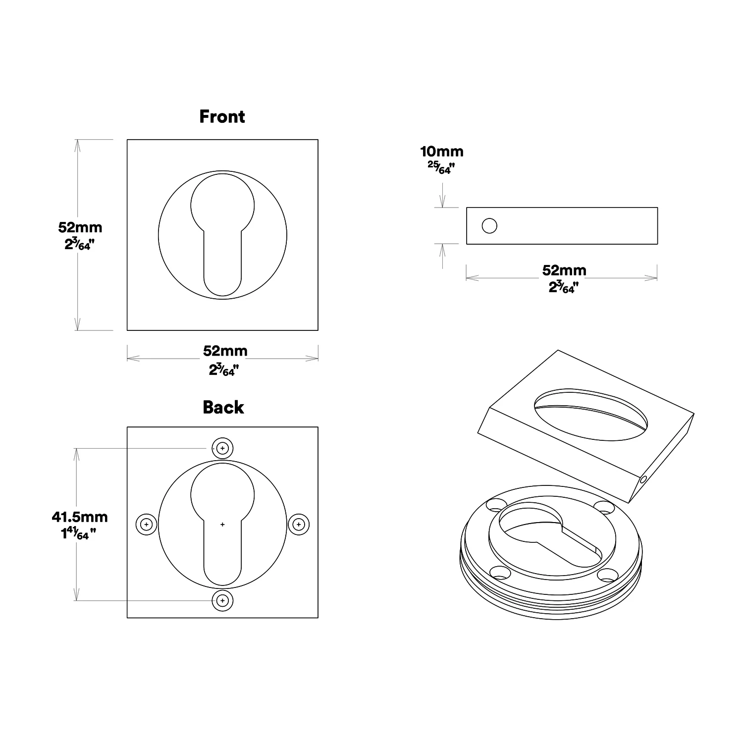 Iver Bronte Door Lever Handle on Square Rose Entrance Kit Key/Thumb - Available in Various Finishes - Image 5