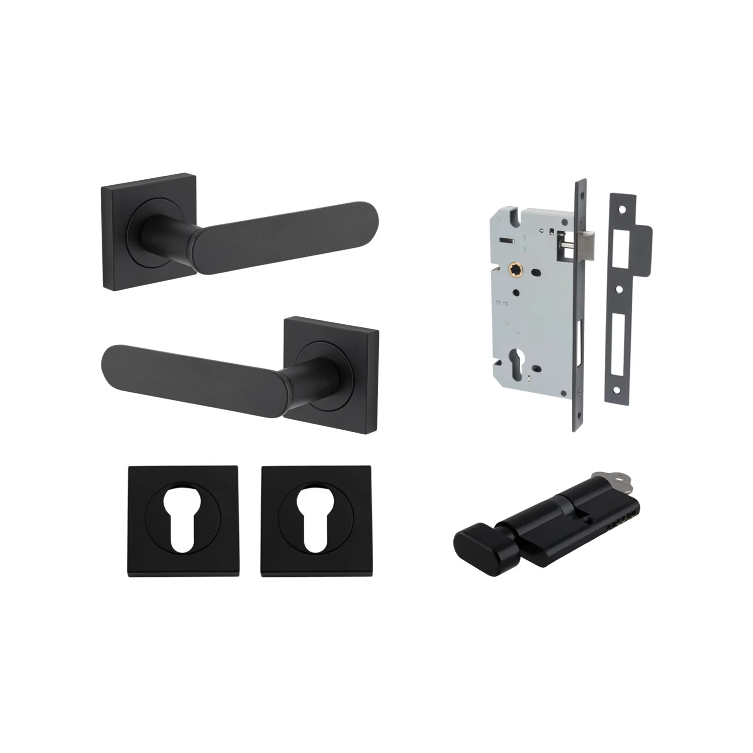 Iver Bronte Door Lever Handle on Square Rose Entrance Kit Key/Thumb - Available in Various Finishes - Image 9