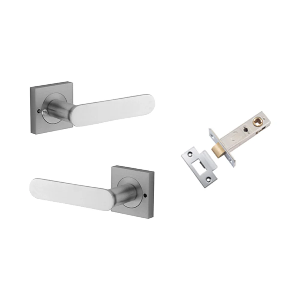 Iver Bronte Door Lever on Square Rose Inbuilt Privacy Kit 60mm Backset - Image 9