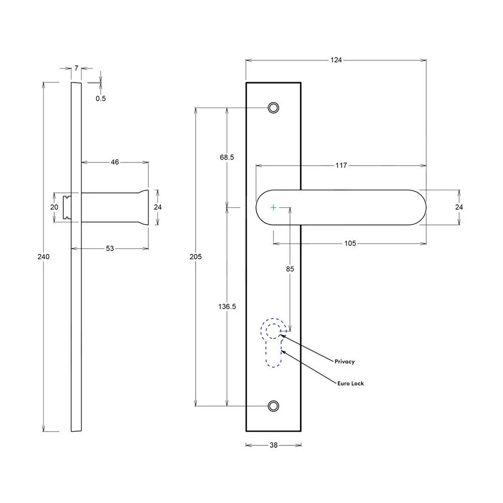 Iver Bronte Door Lever Handle on Rectangular Backplate Matt Black - Image 2