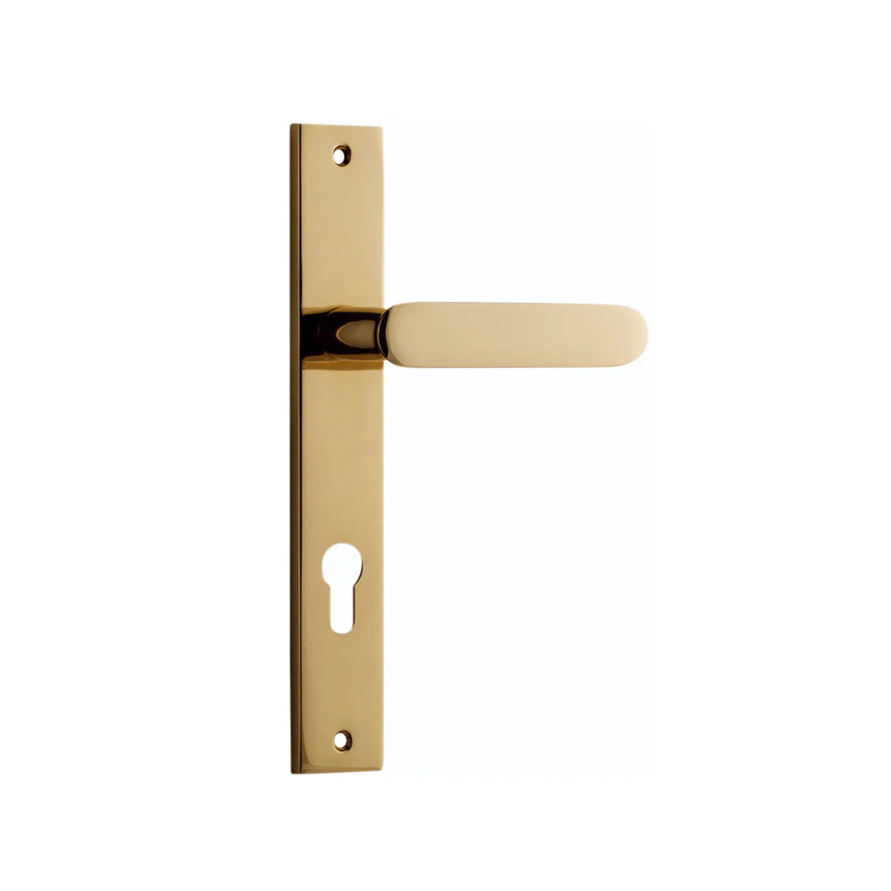 Iver Bronte Door Lever Handle on Rectangular Backplate Polished Brass - Image 5