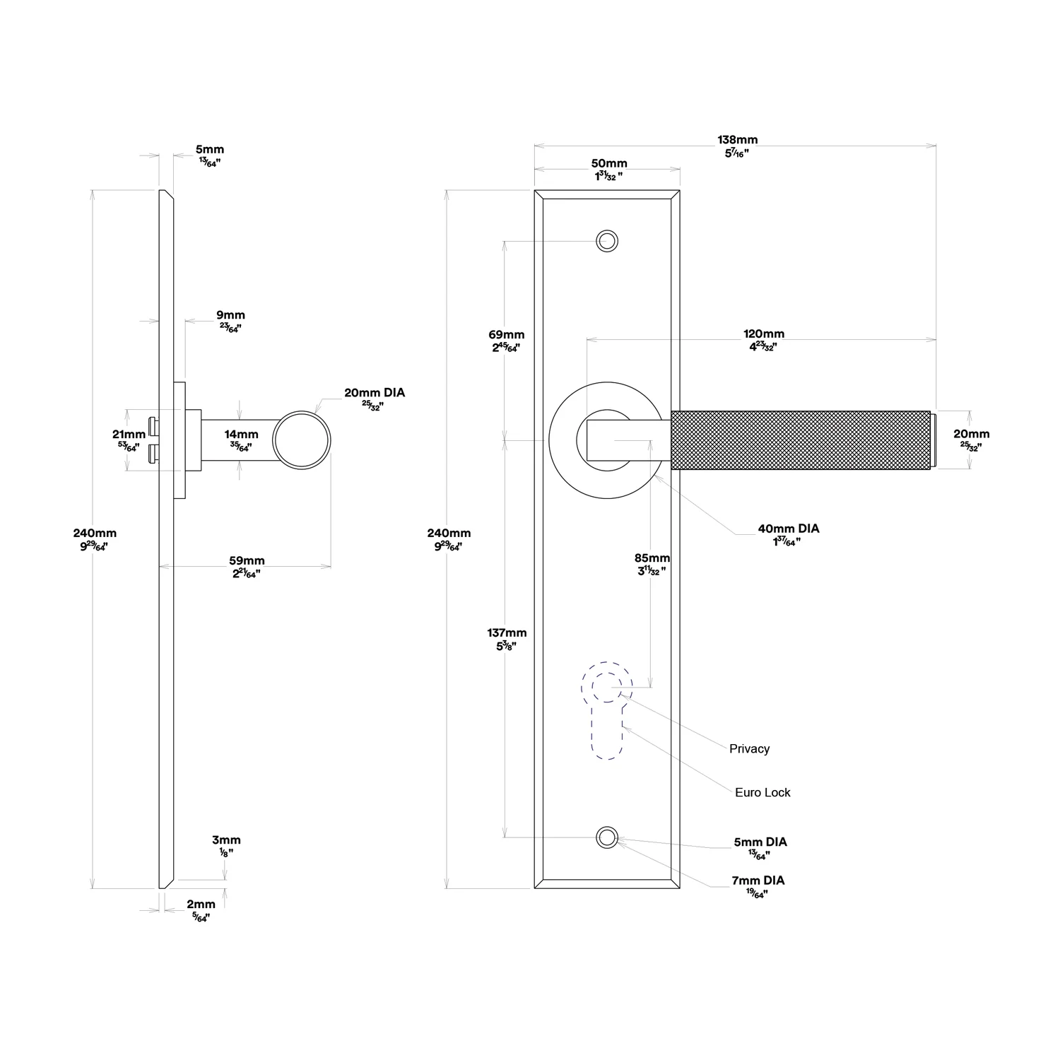 Iver Brunswick Door Lever Handle on Chamfered Backplate Passage Kit - Available in Various Finishes - Image 3