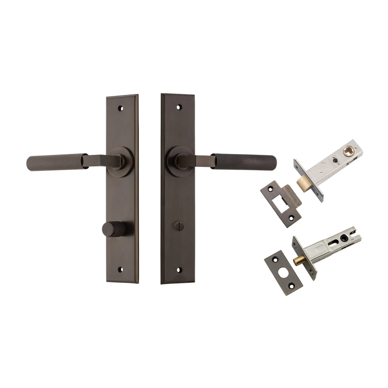 Iver Brunswick Door Lever Handle on Chamfered Backplate Privacy Kit - Available in Various Finishes - Image 7