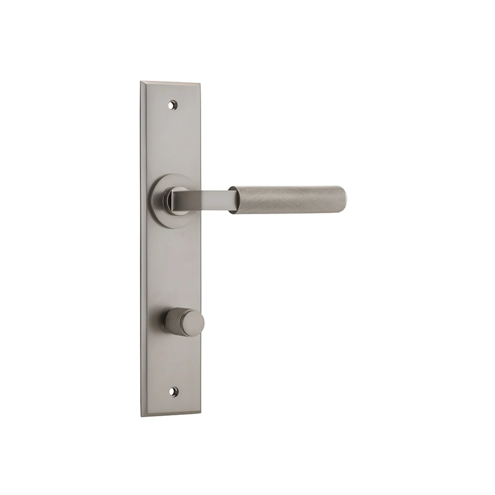 Iver Brunswick Door Lever Handle on Chamfered Backplate Satin Nickel - Image 6