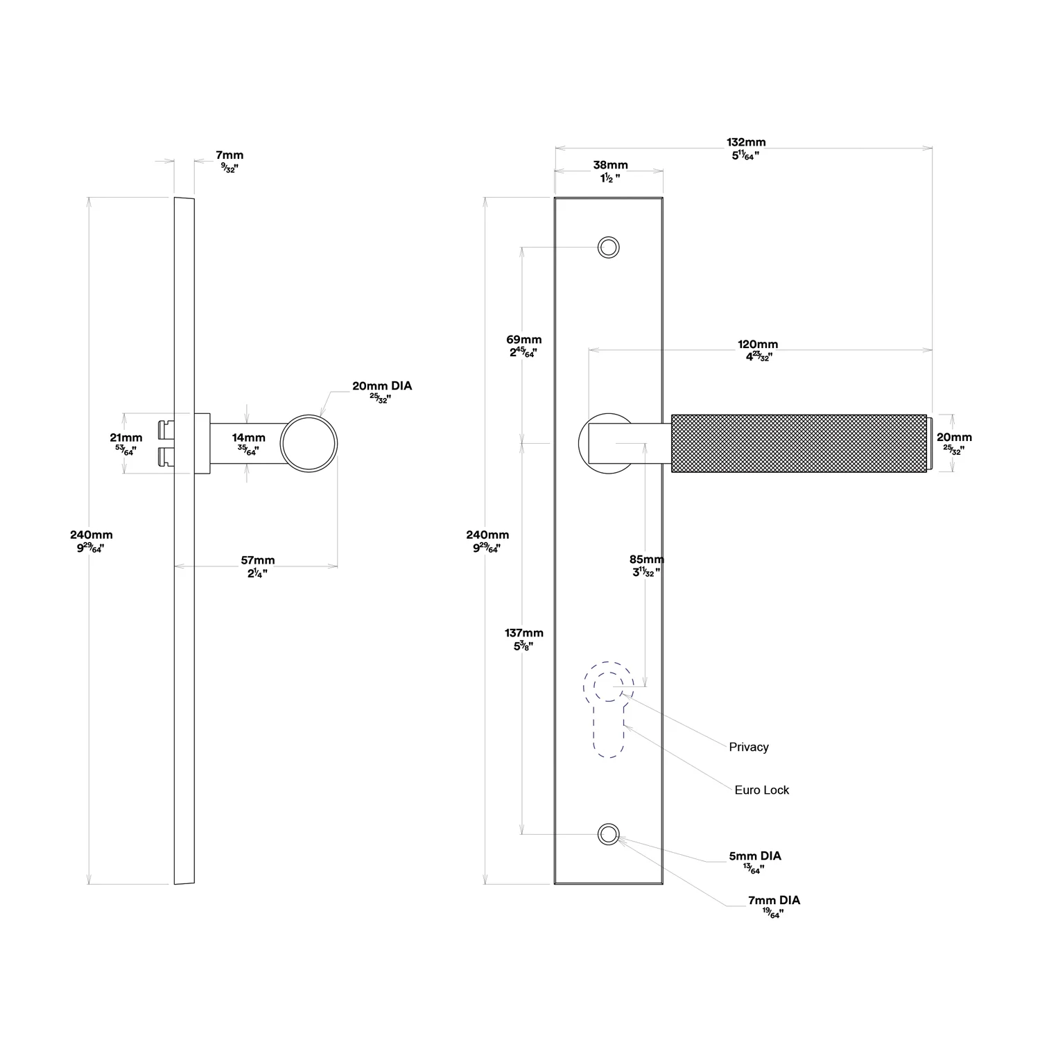 Iver Brunswick Door Lever Handle on Rectangular Backplate Passage Kit - Image 3