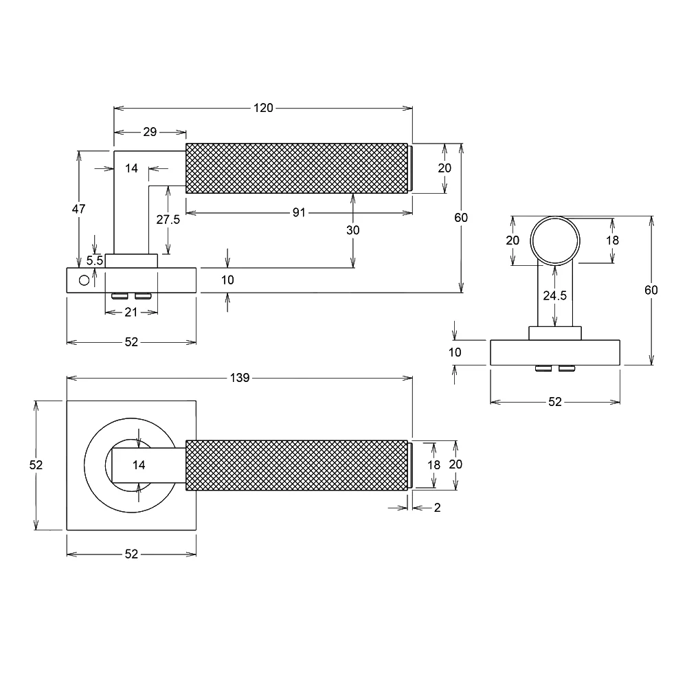Iver Brunswick Door Lever Handle on Square Rose Passage - Image 3