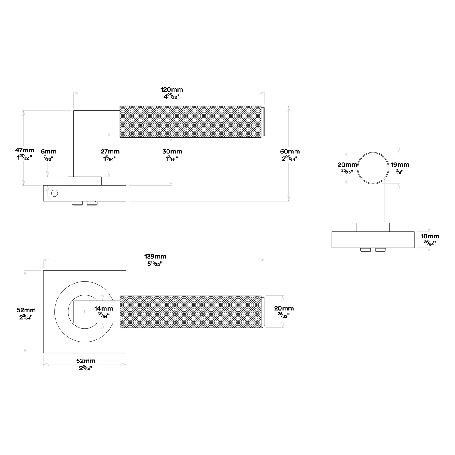 Iver Brunswick Door Lever Handle on Square Rose Passage Kit - Available in Various Finishes - Image 3