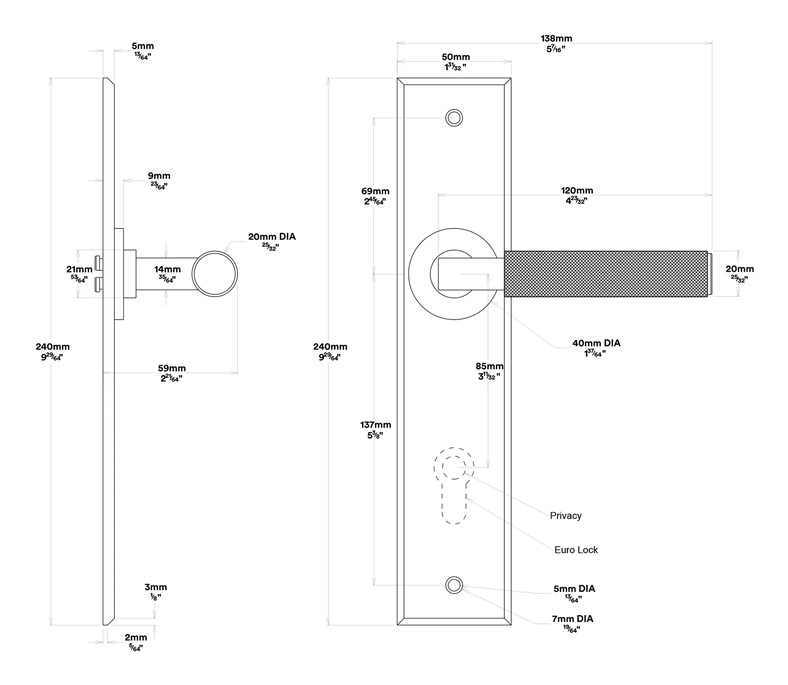 Iver Brunswick Door Lever on Chamfered Backplate Entrance Kit Key/Thumb - Image 3