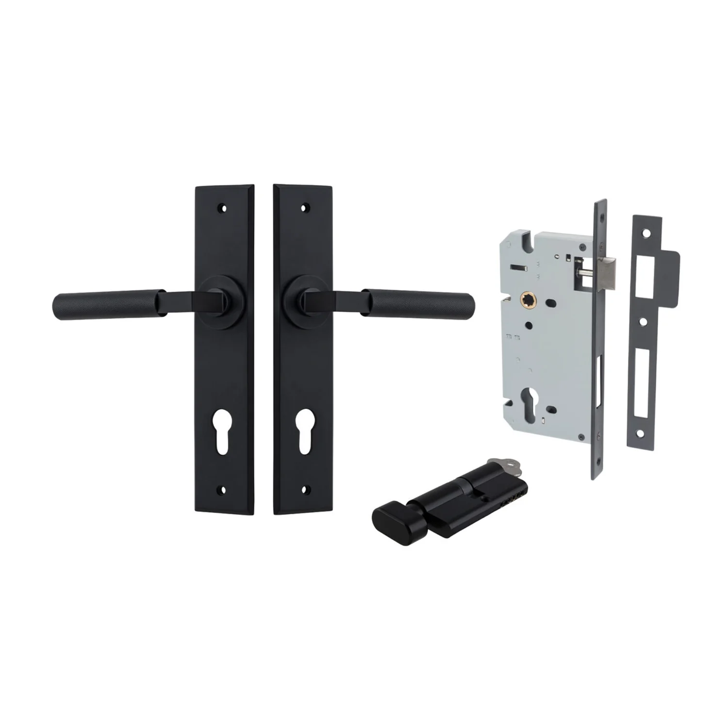 Iver Brunswick Door Lever on Chamfered Backplate Entrance Kit Key/Thumb - Image 9