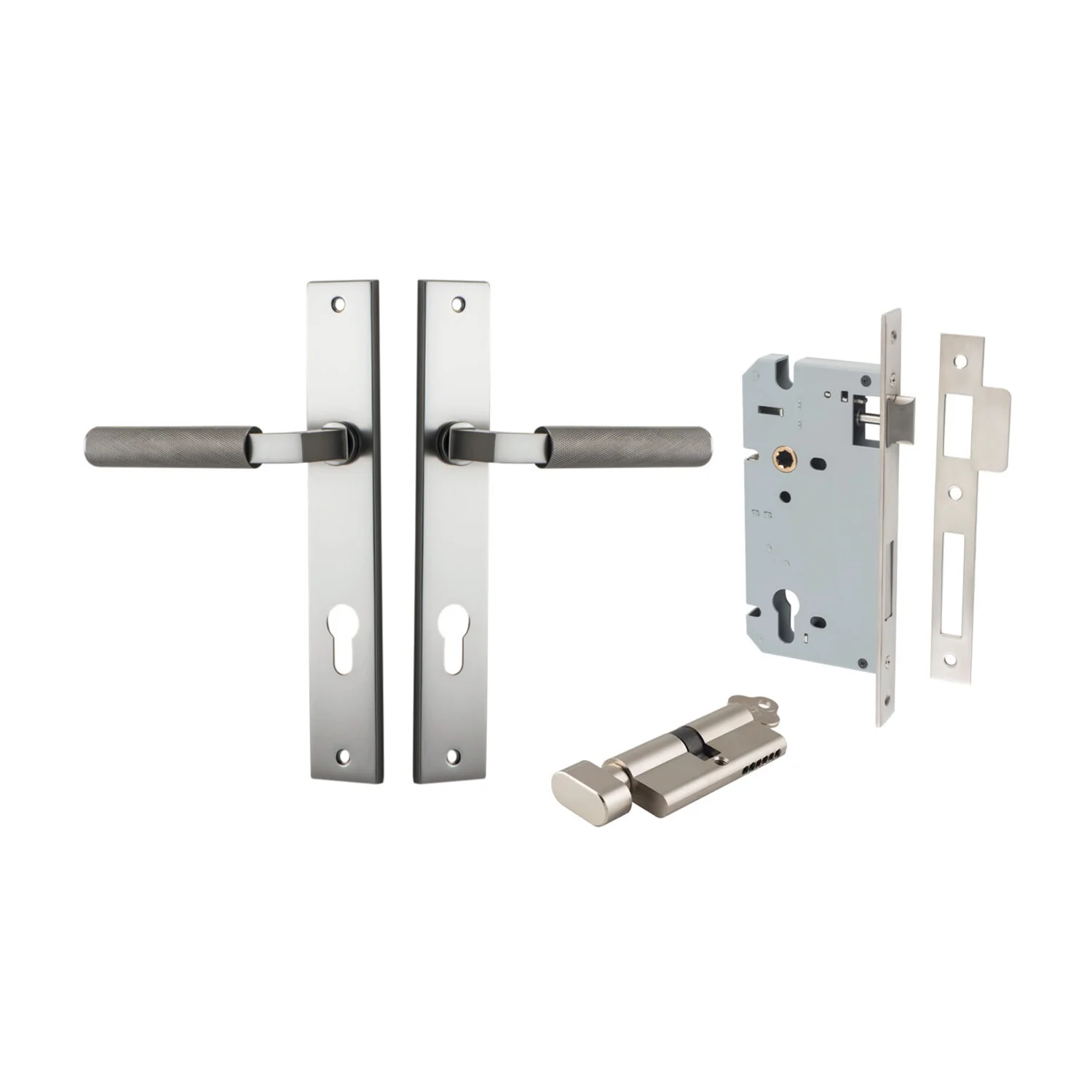 Iver Brunswick Door Lever on Rectangular Backplate Entrance Kit Key/Thumb - Image 10