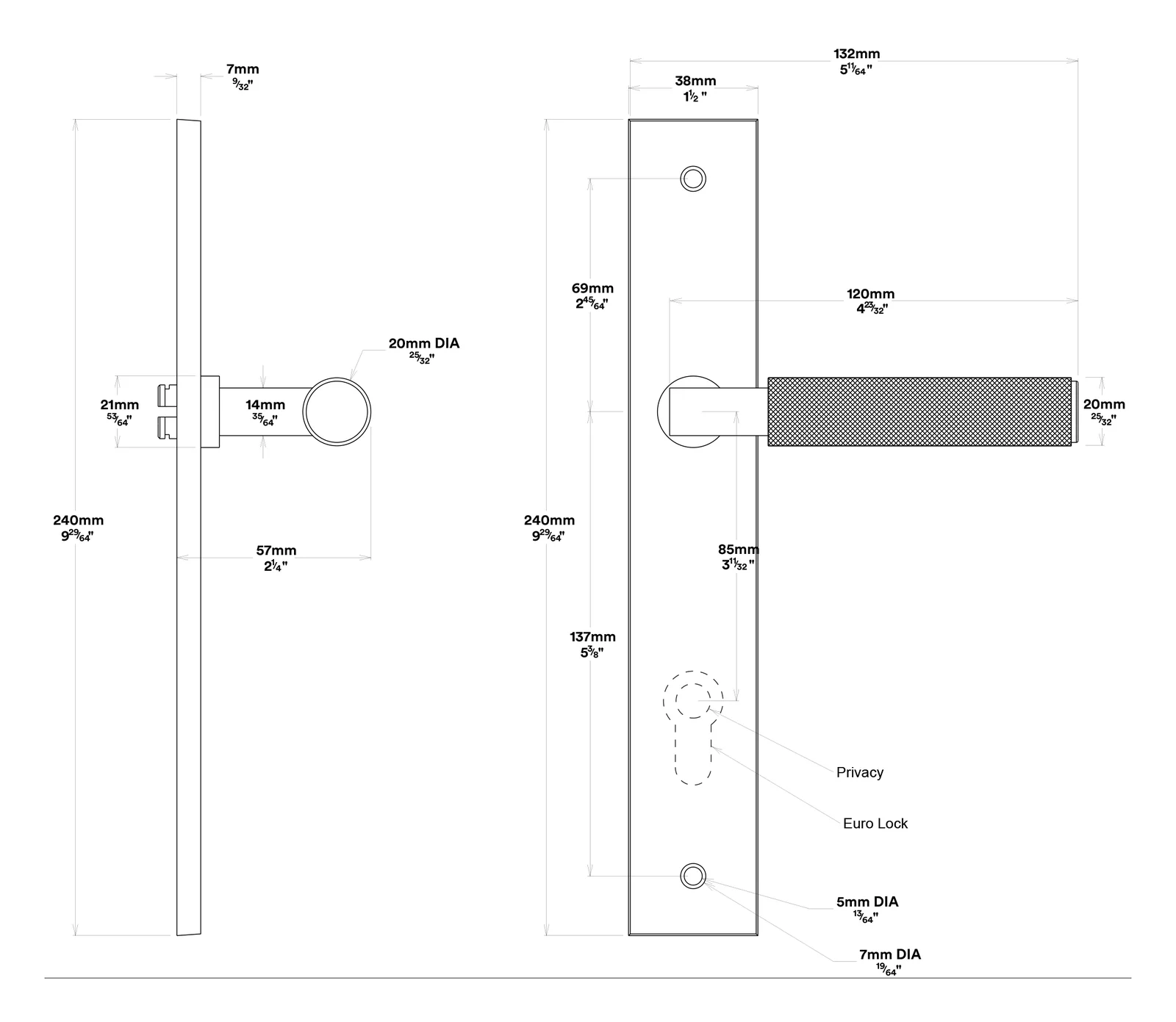 Iver Brunswick Door Lever on Rectangular Backplate Entrance Kit Key/Thumb - Image 3