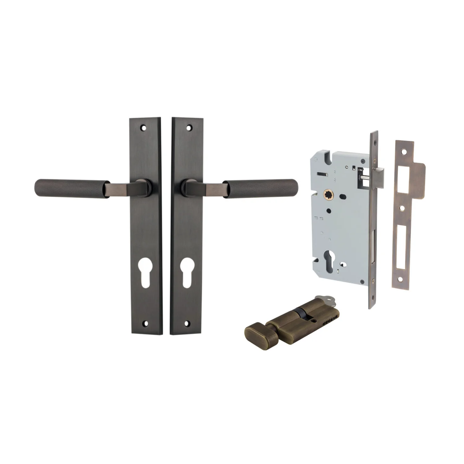 Iver Brunswick Door Lever on Rectangular Backplate Entrance Kit Key/Thumb - Image 6