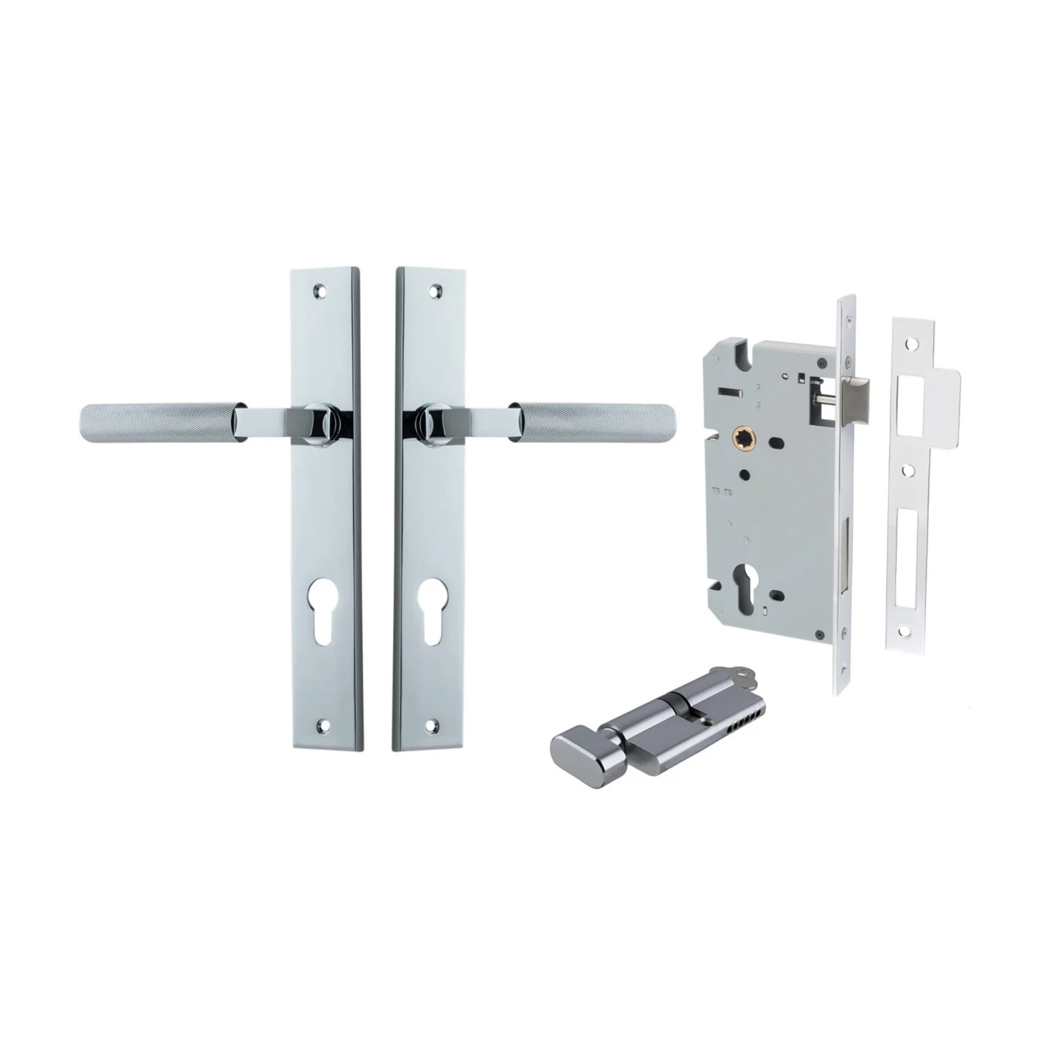 Iver Brunswick Door Lever on Rectangular Backplate Entrance Kit Key/Thumb - Image 7