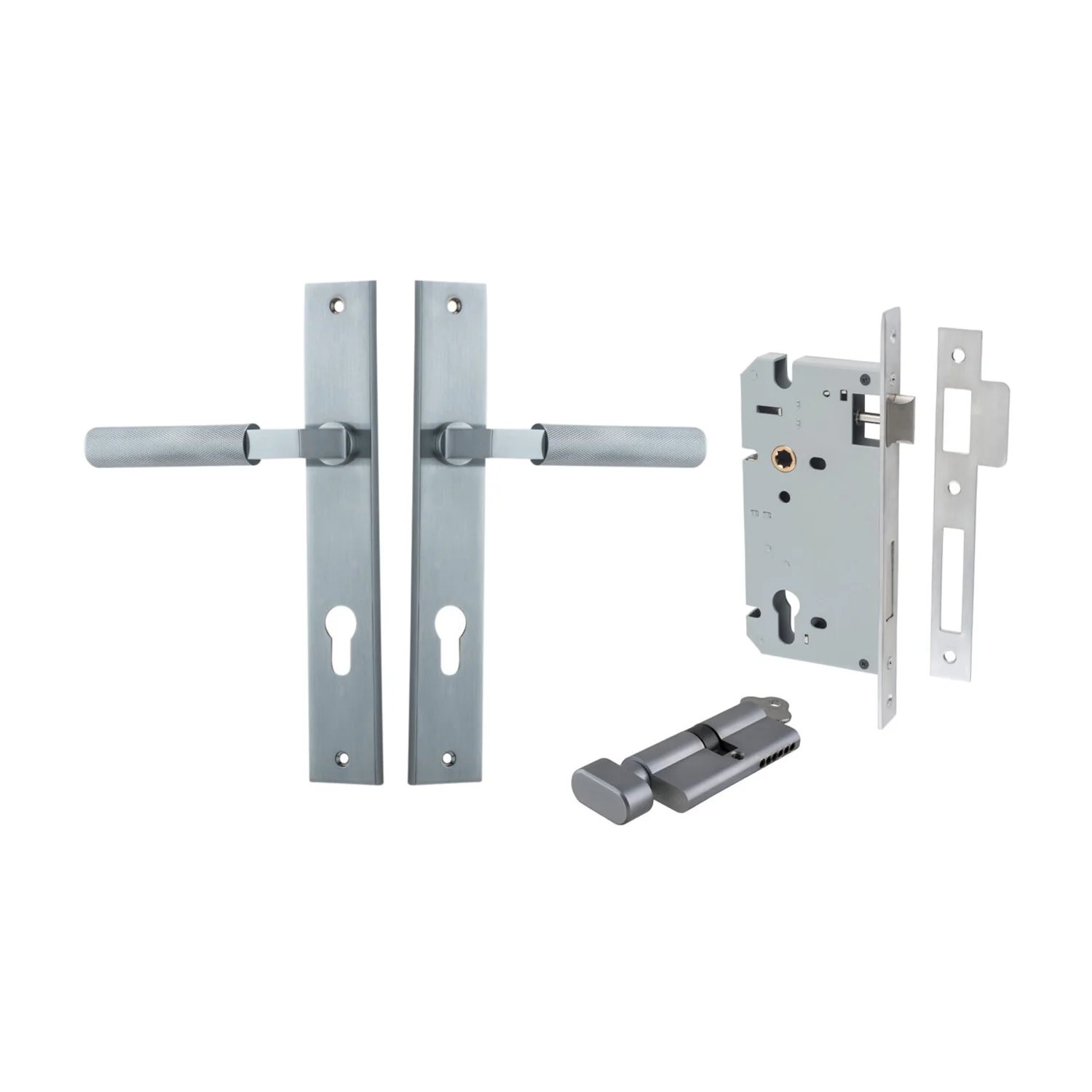 Iver Brunswick Door Lever on Rectangular Backplate Entrance Kit Key/Thumb - Image 8