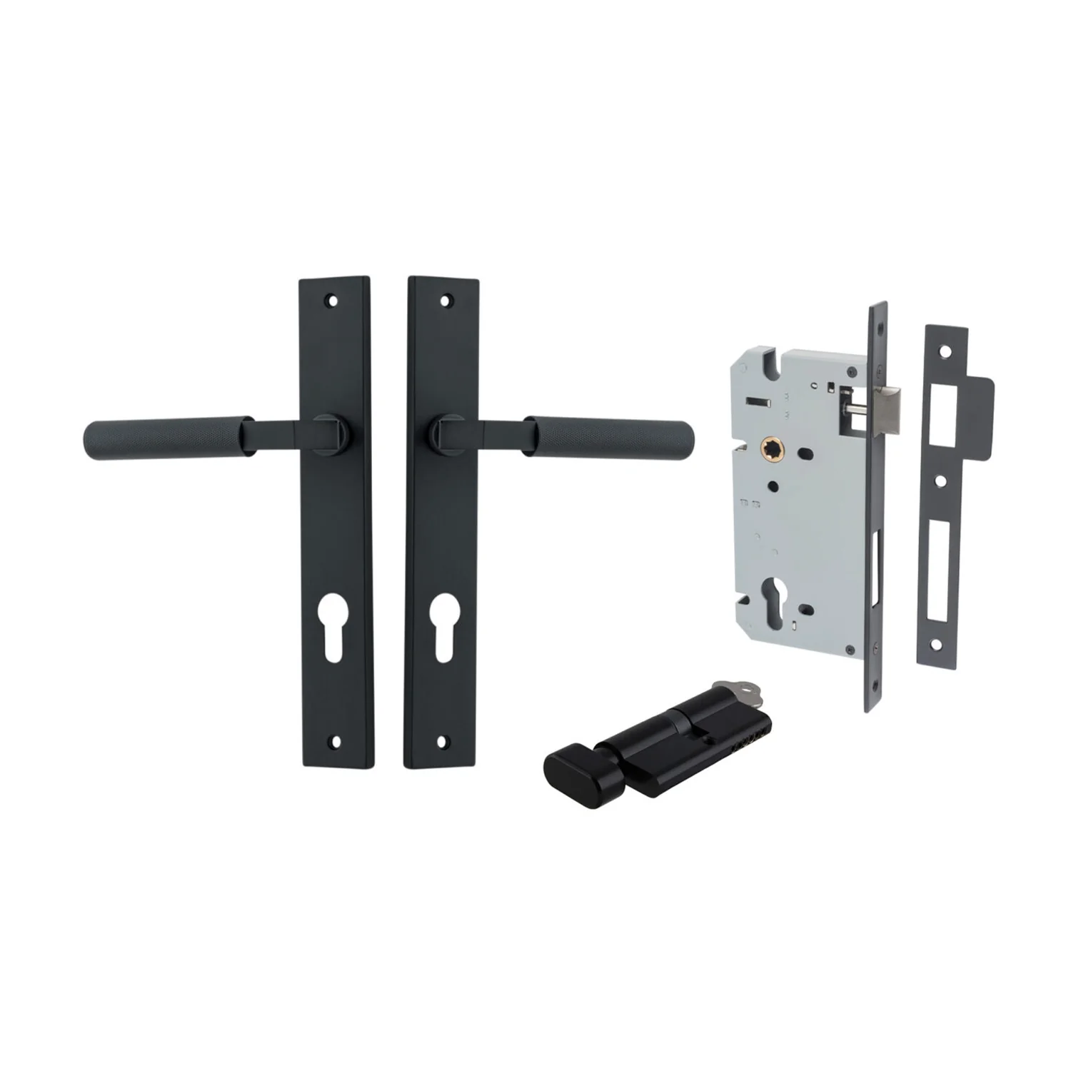Iver Brunswick Door Lever on Rectangular Backplate Entrance Kit Key/Thumb - Image 9