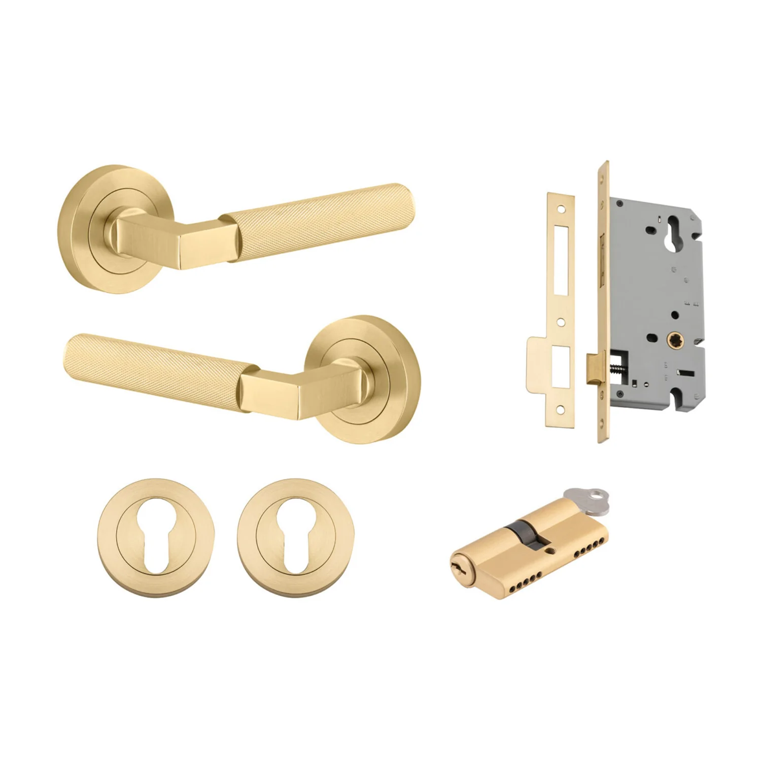 Iver Brunswick Door Lever on Round Rose Entrance Kit Key/Key - Available in Various Finishes - Image 12