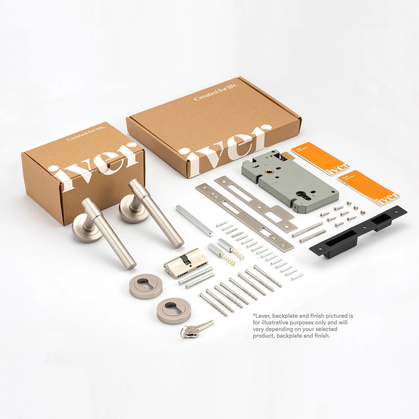 Iver Brunswick Door Lever on Round Rose Entrance Kit Key/Key - Available in Various Finishes - Image 2