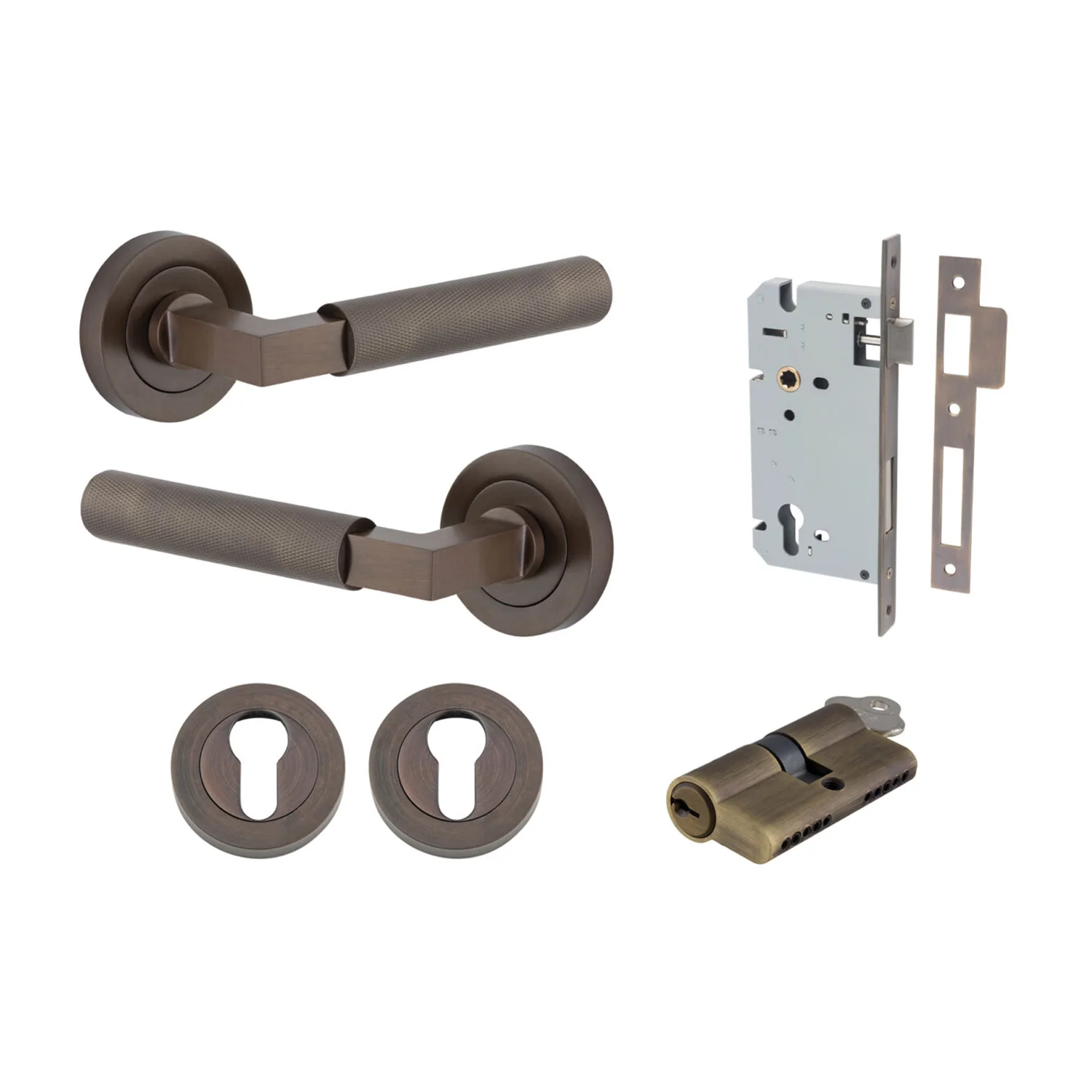Iver Brunswick Door Lever on Round Rose Entrance Kit Key/Key - Available in Various Finishes - Image 7