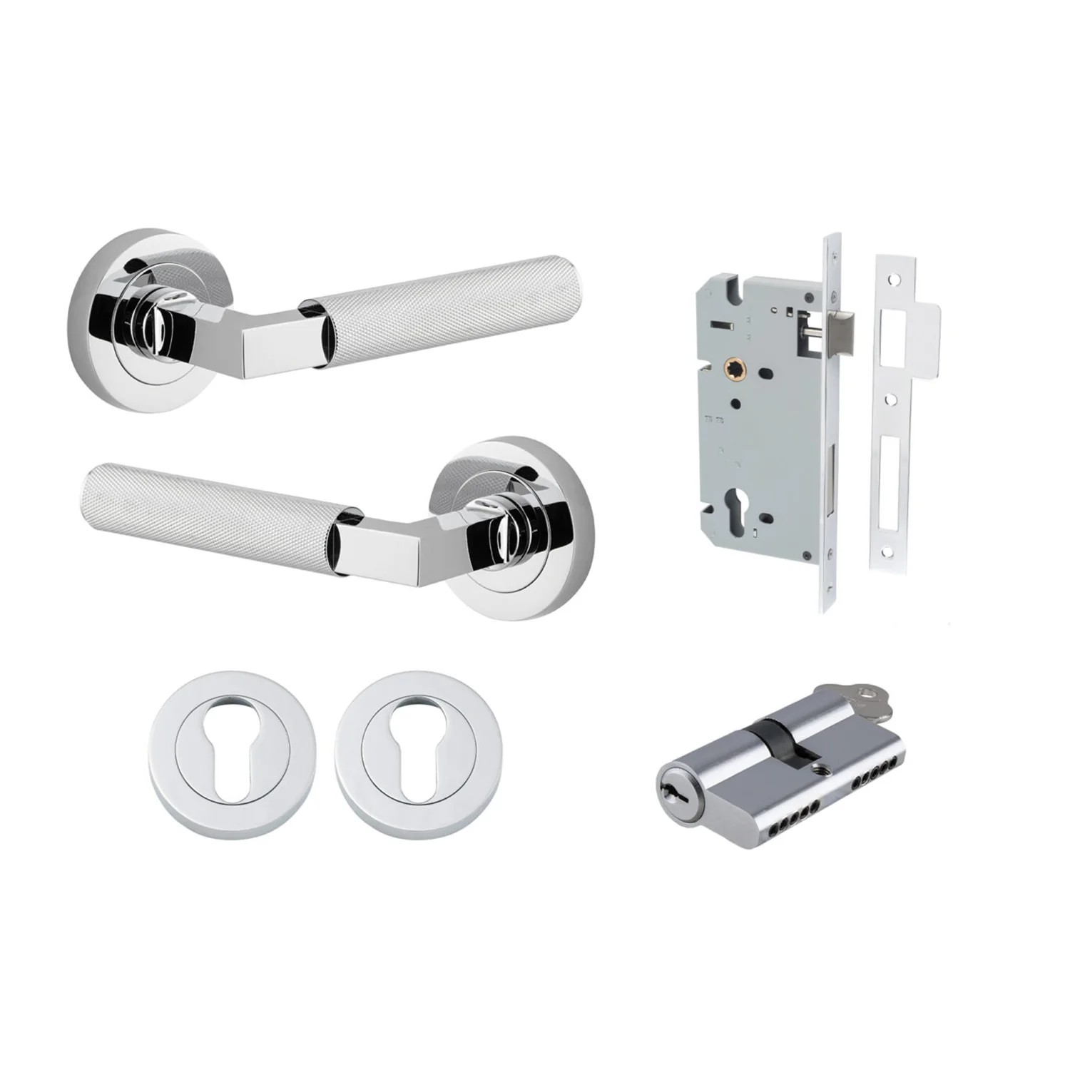 Iver Brunswick Door Lever on Round Rose Entrance Kit Key/Key - Available in Various Finishes - Image 9