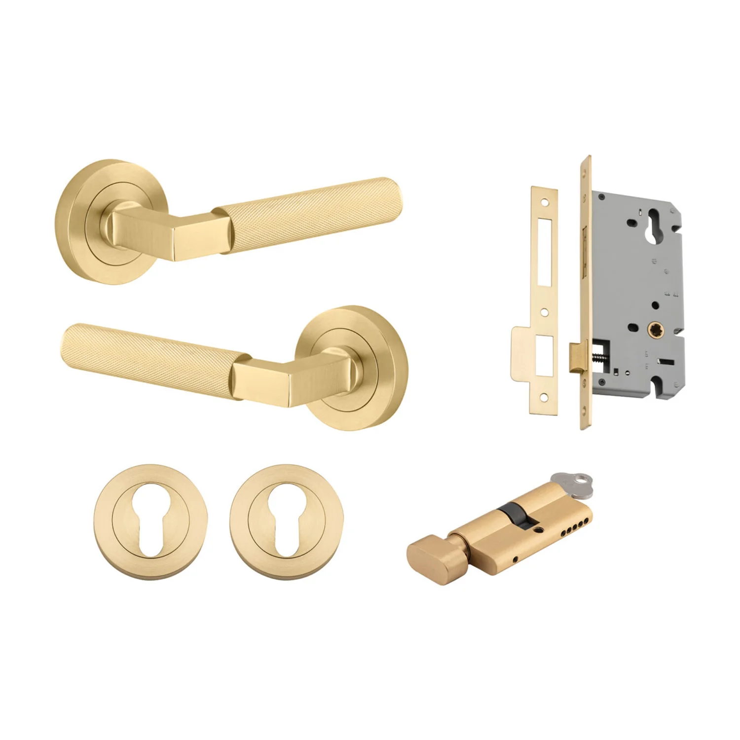 Iver Brunswick Door Lever on Round Rose Entrance Kit Key/Thumb - Available in Various Finishes - Image 12