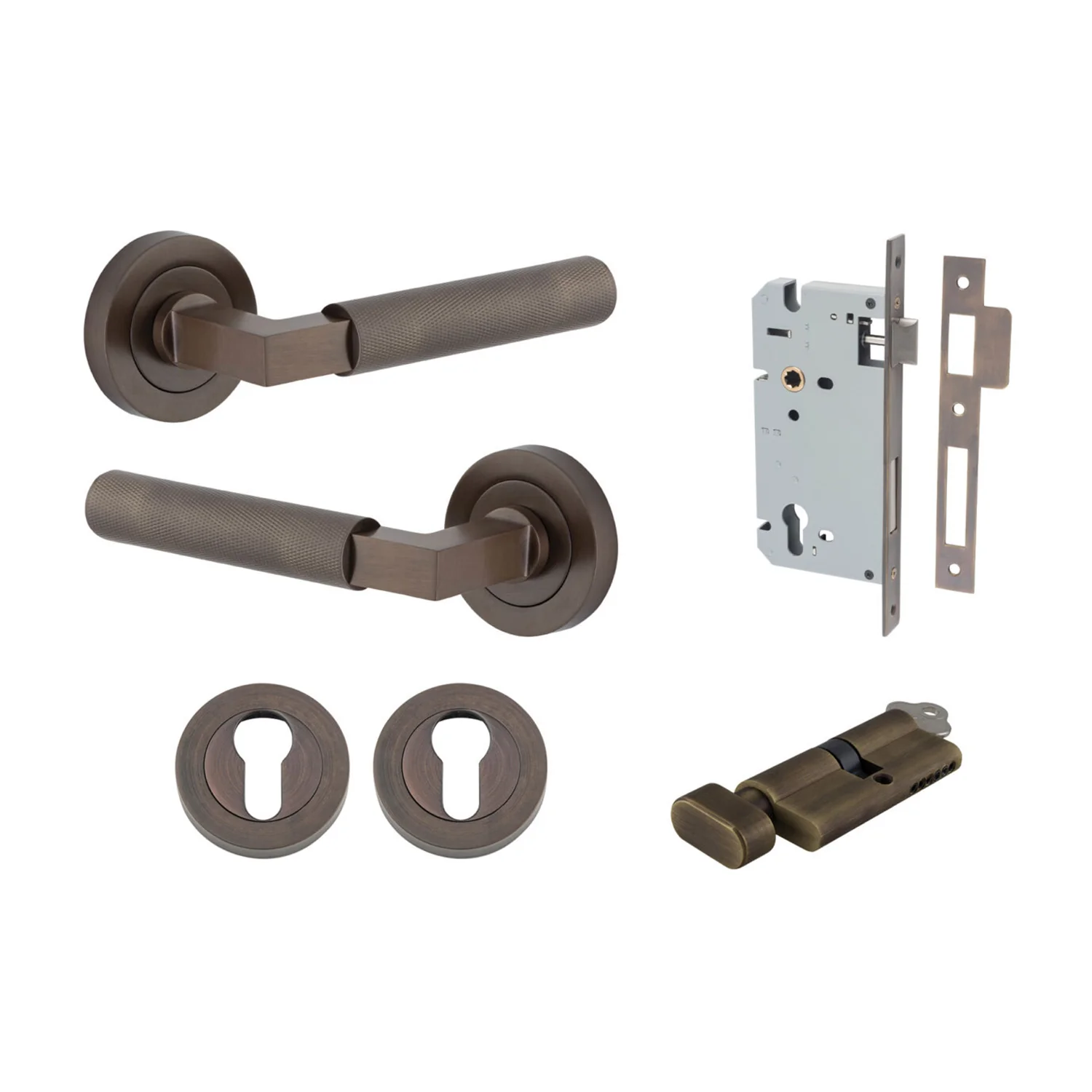Iver Brunswick Door Lever on Round Rose Entrance Kit Key/Thumb - Available in Various Finishes - Image 7