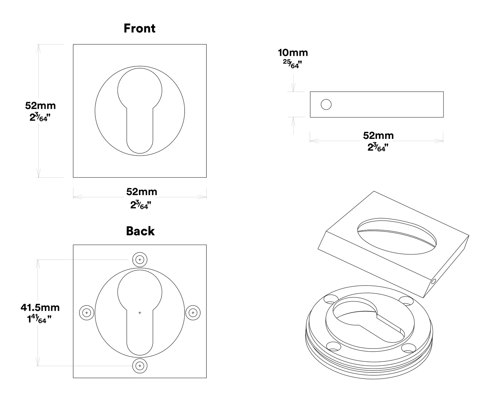Iver Brunswick Door Lever on Square Rose Entrance Kit Key/Key - Available in Various Finishes - Image 5