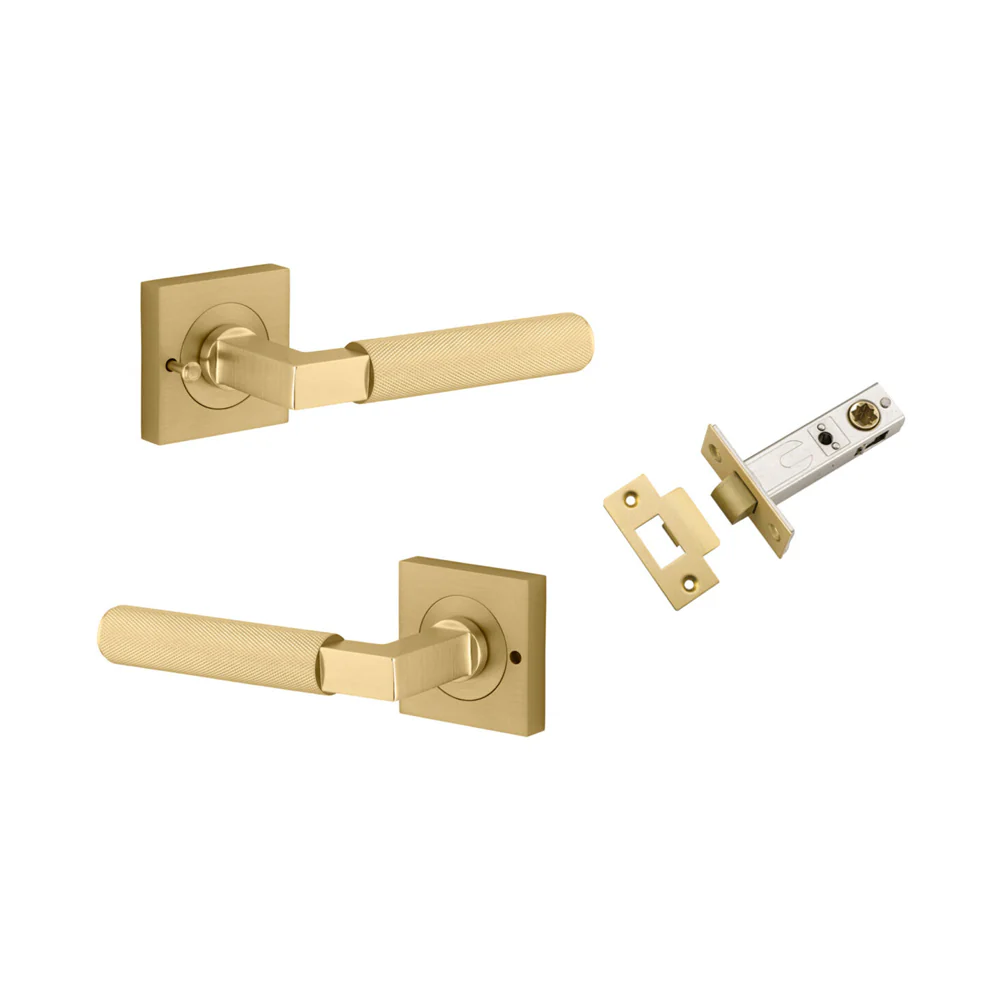 Iver Brunswick Door Lever on Square Rose Inbuilt Privacy Kit 60mm Backset - Image 10