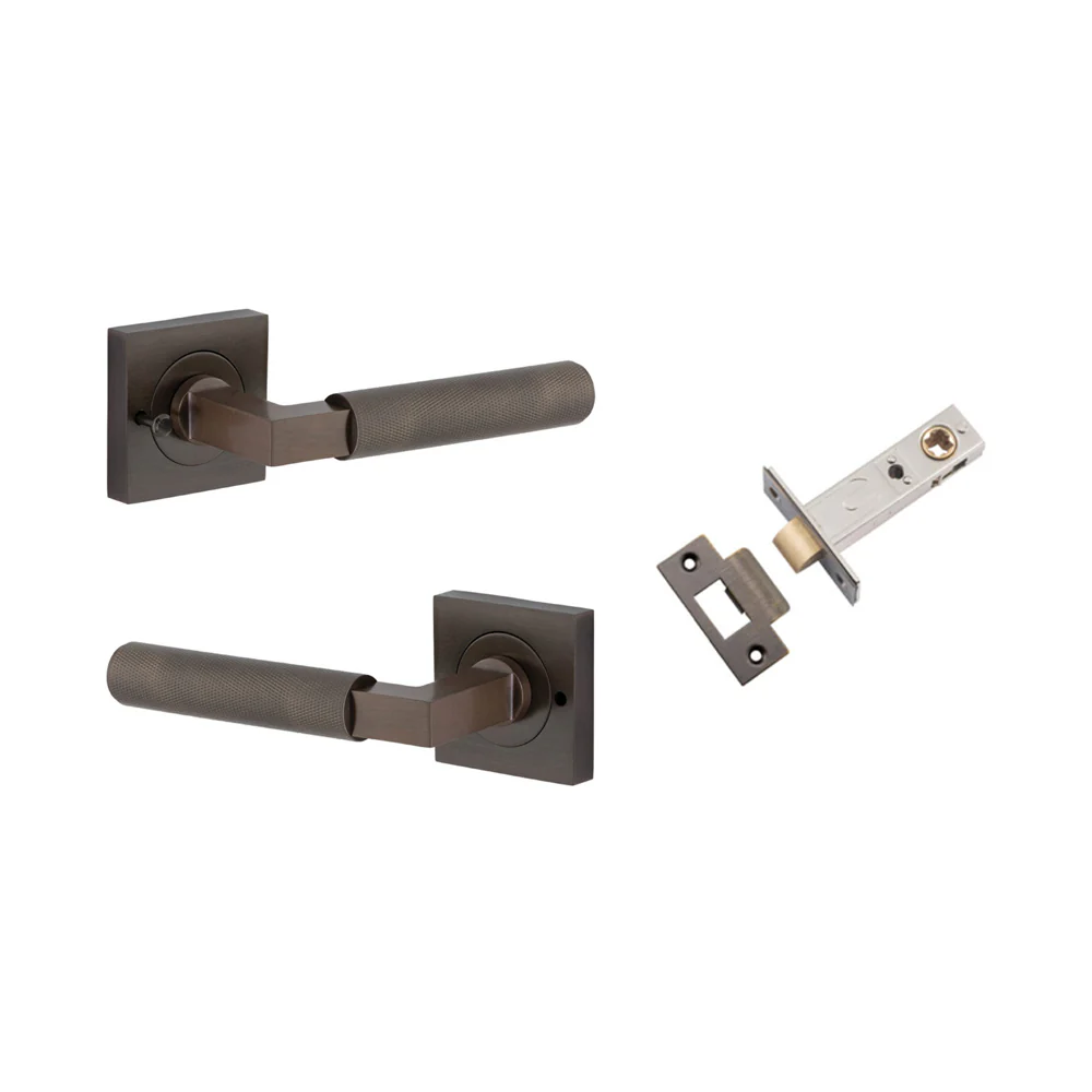 Iver Brunswick Door Lever on Square Rose Inbuilt Privacy Kit 60mm Backset - Image 5