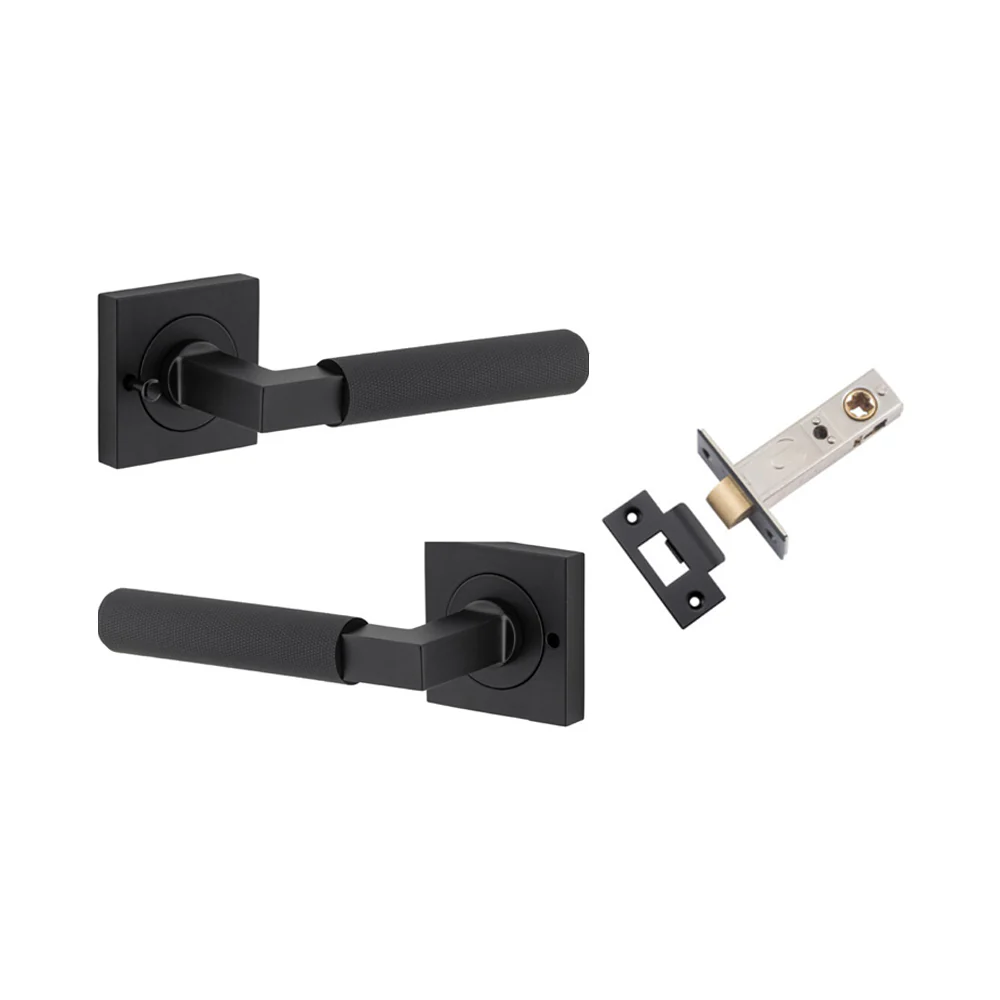 Iver Brunswick Door Lever on Square Rose Inbuilt Privacy Kit 60mm Backset - Image 6