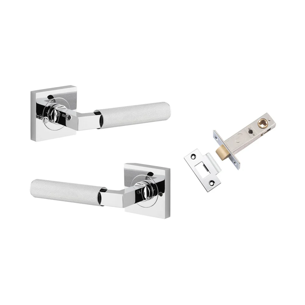Iver Brunswick Door Lever on Square Rose Inbuilt Privacy Kit 60mm Backset - Image 7