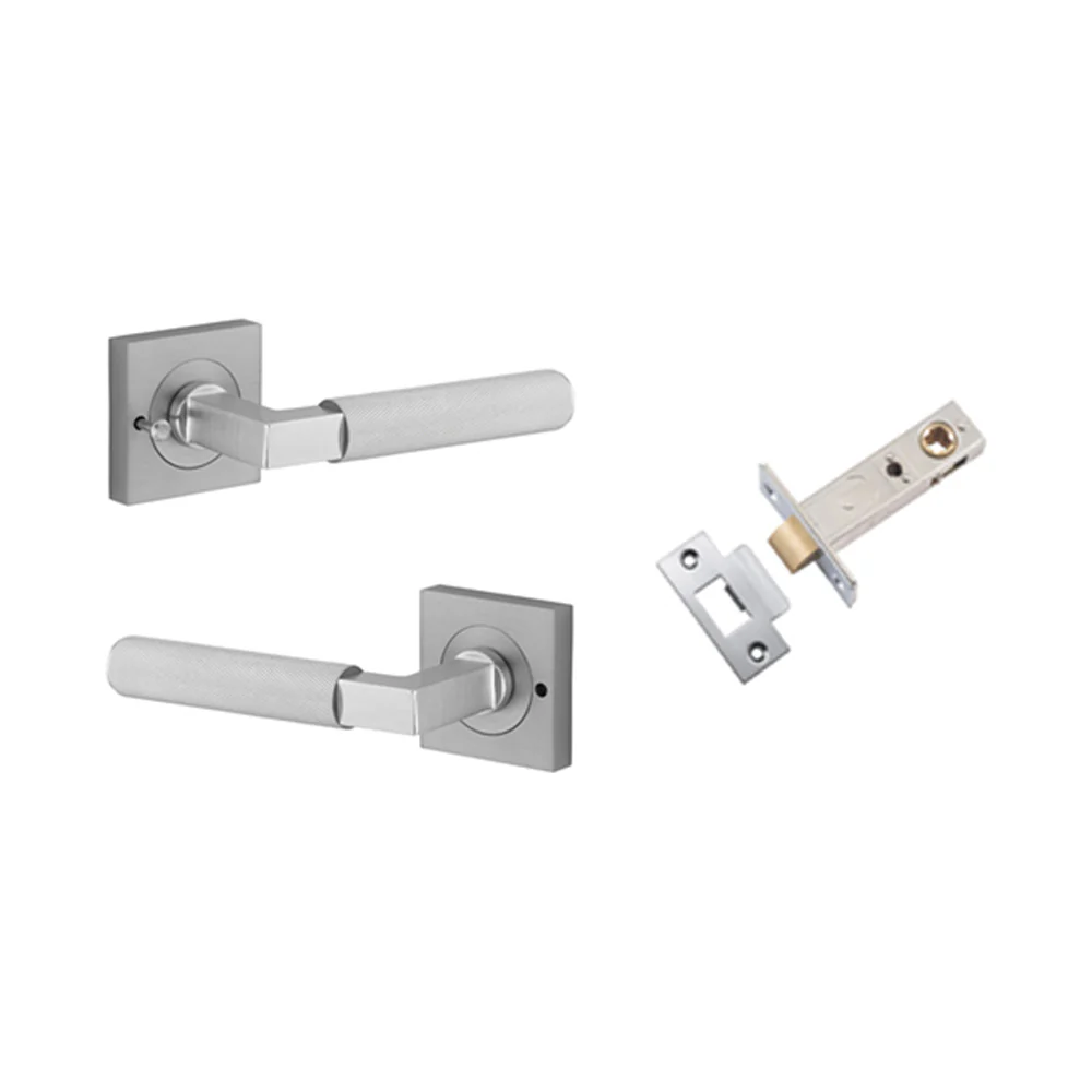 Iver Brunswick Door Lever on Square Rose Inbuilt Privacy Kit 60mm Backset - Image 8
