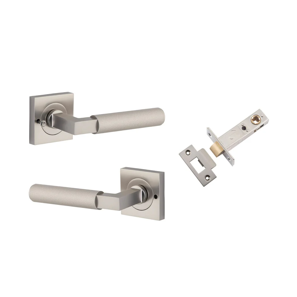 Iver Brunswick Door Lever on Square Rose Inbuilt Privacy Kit 60mm Backset - Image 9