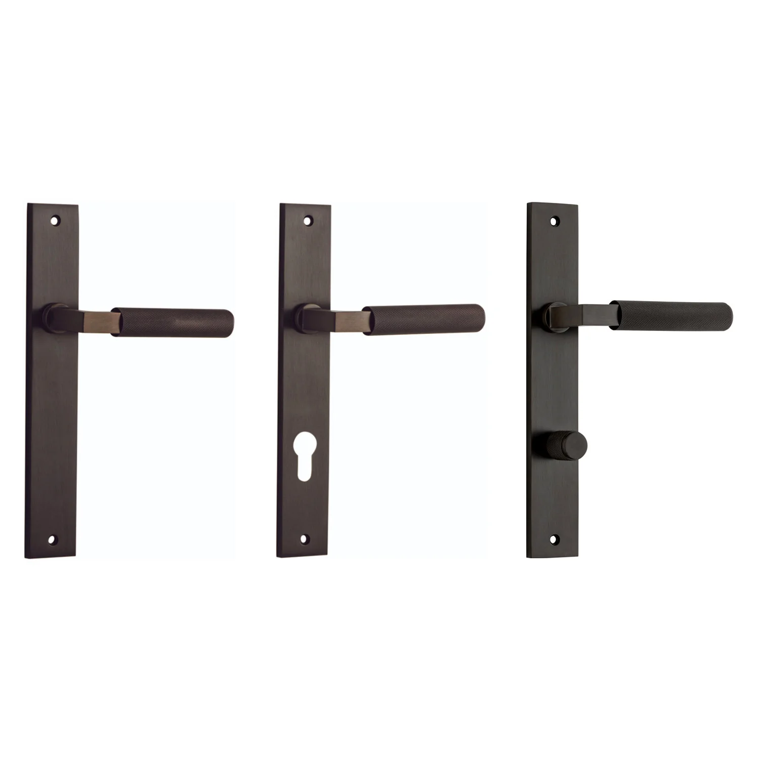 Iver Brunswick Door Lever Handle on Rectangular Backplate Signature Brass