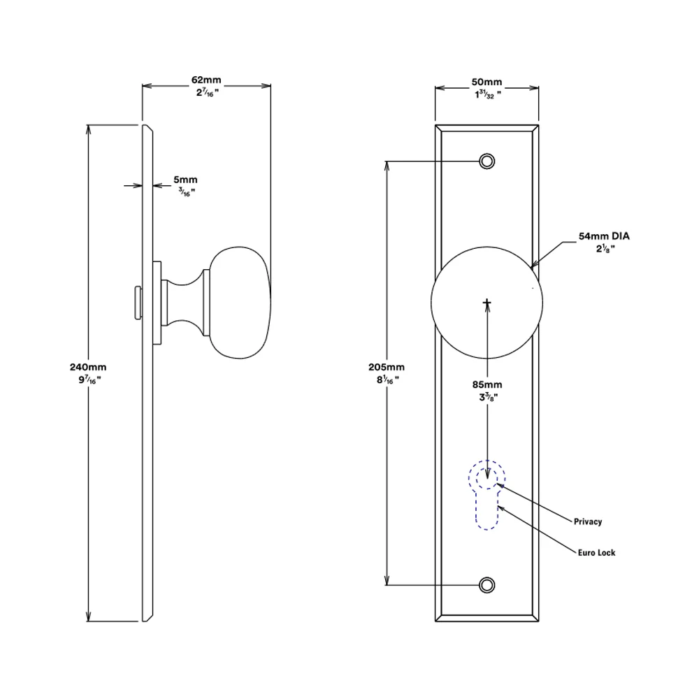 Iver Cambridge Door Knob on Chamfered Backplate Brushed Chrome - Image 2