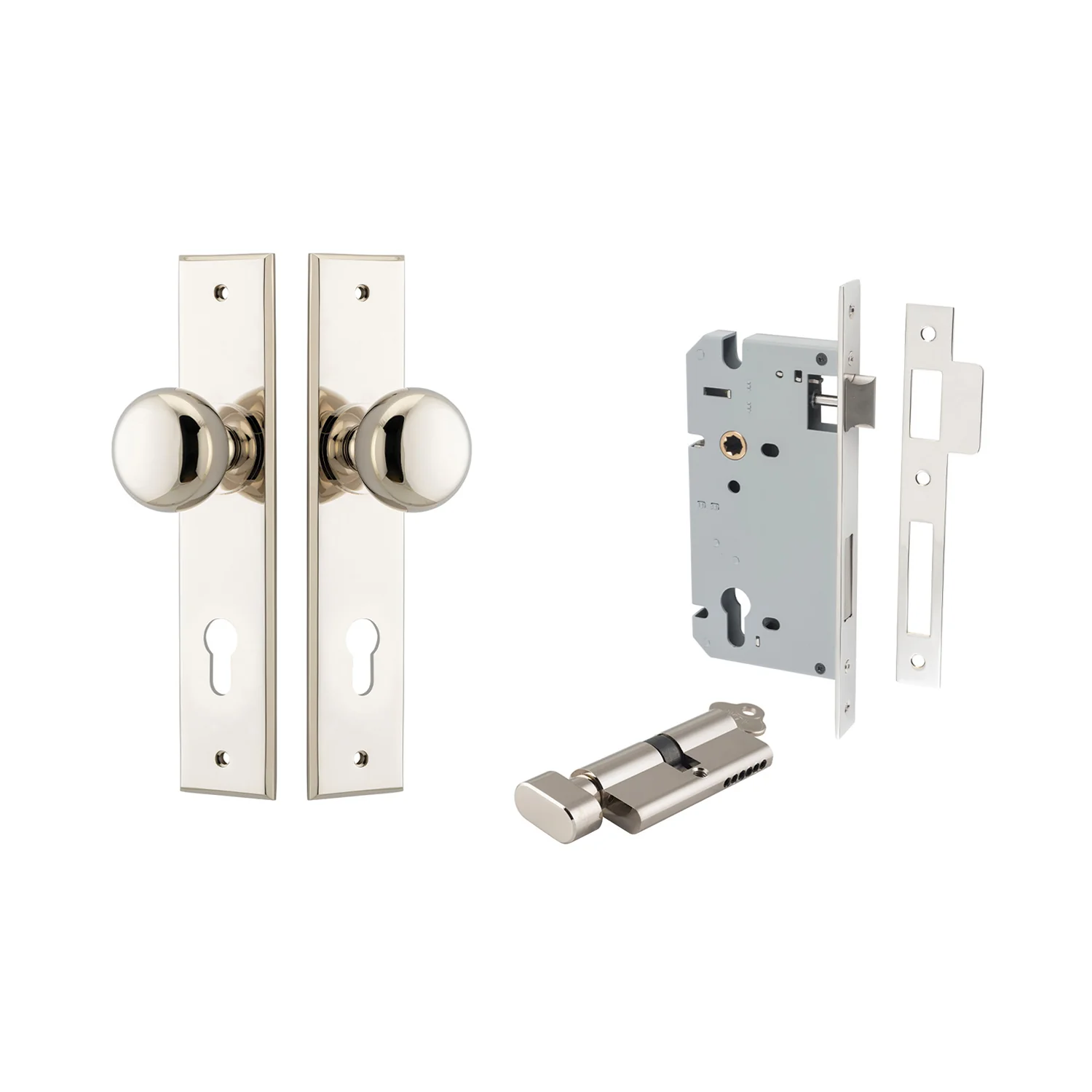 Iver Cambridge Door Knob on Chamfered Backplate Entrance Kit Key/Thumb - Image 11