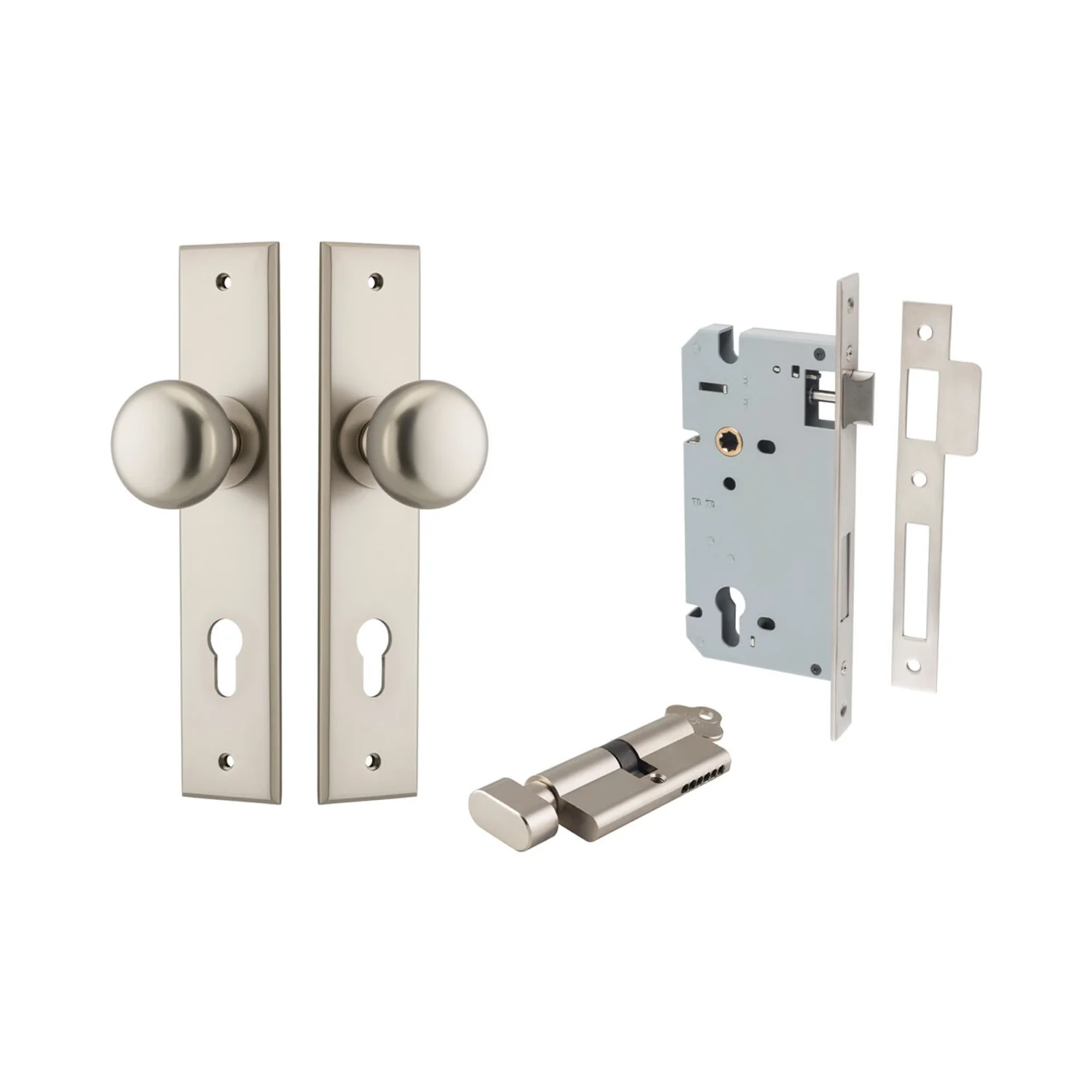 Iver Cambridge Door Knob on Chamfered Backplate Entrance Kit Key/Thumb - Image 12