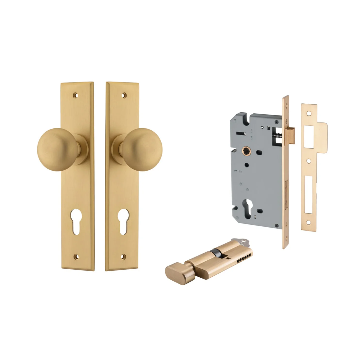Iver Cambridge Door Knob on Chamfered Backplate Entrance Kit Key/Thumb - Image 13
