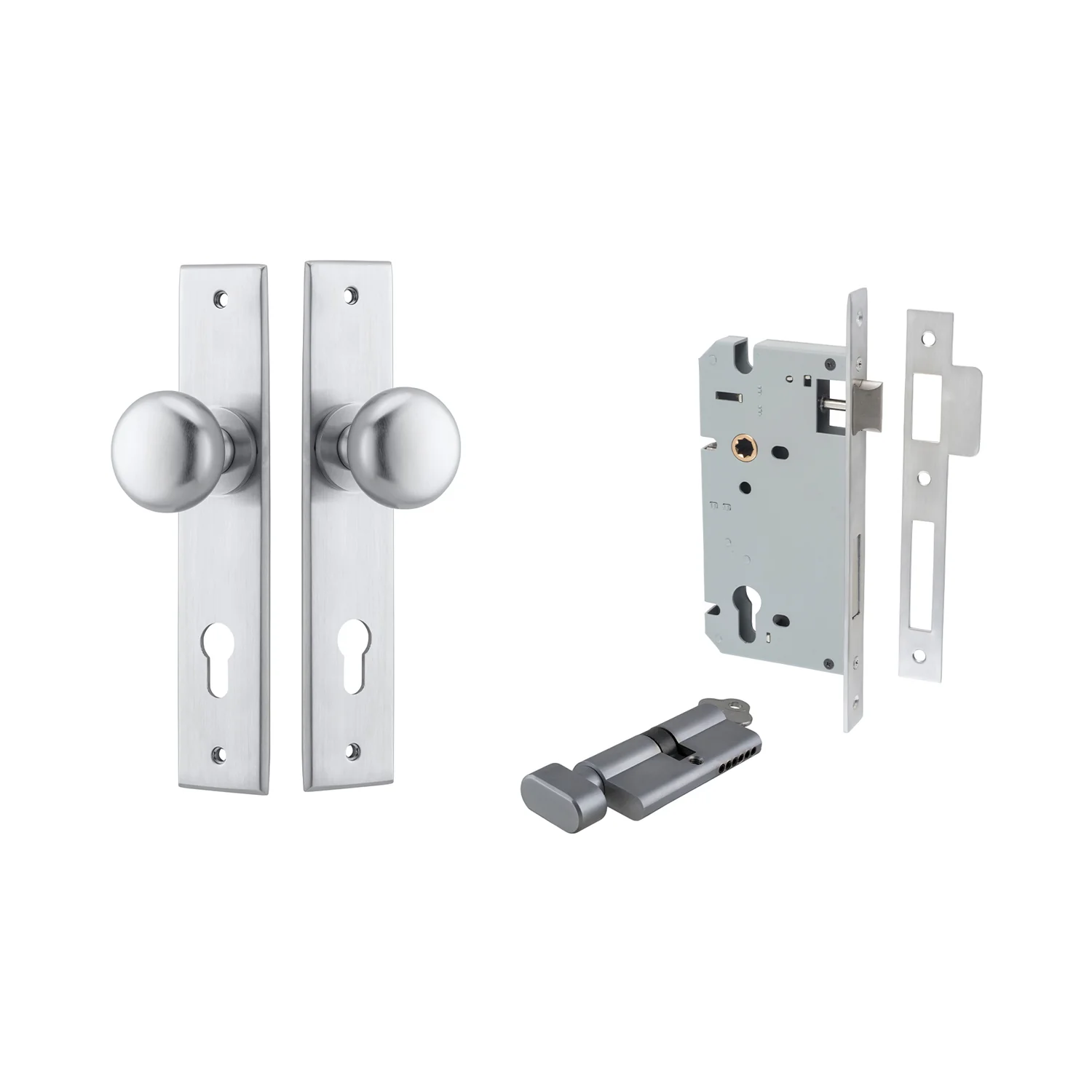 Iver Cambridge Door Knob on Chamfered Backplate Entrance Kit Key/Thumb - Image 8