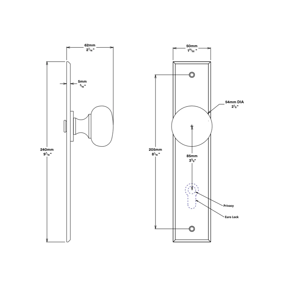 Iver Cambridge Door Knob on Chamfered Backplate Matt Black - Image 2
