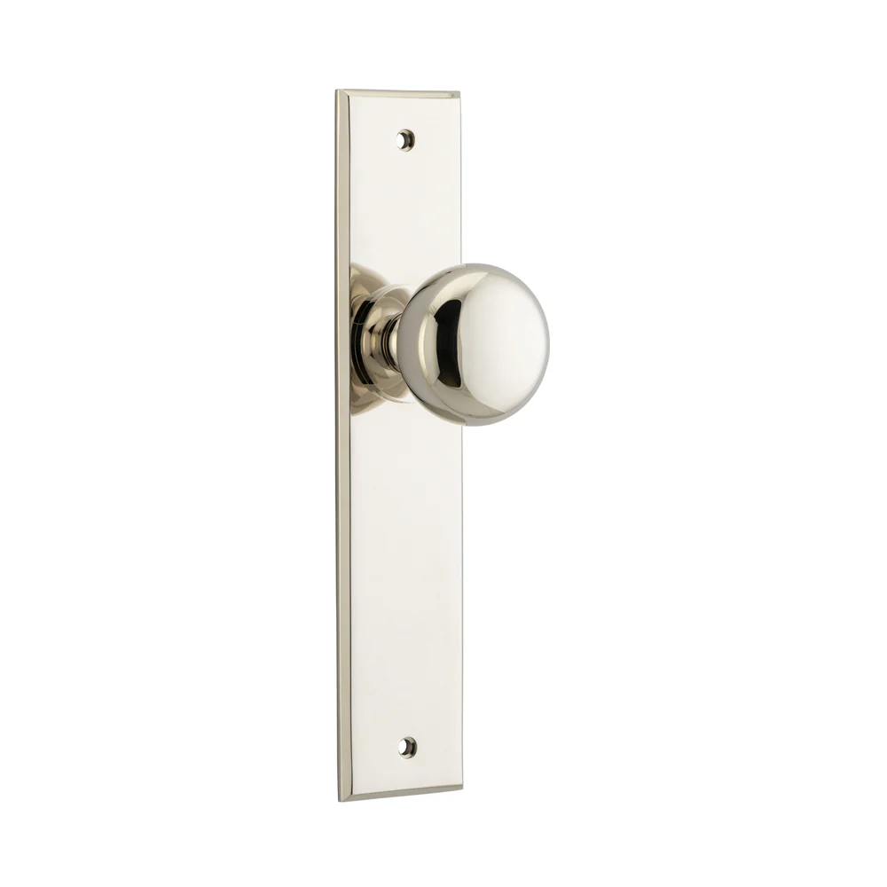 Iver Cambridge Door Knob on Chamfered Backplate Polished Nickel - Image 3