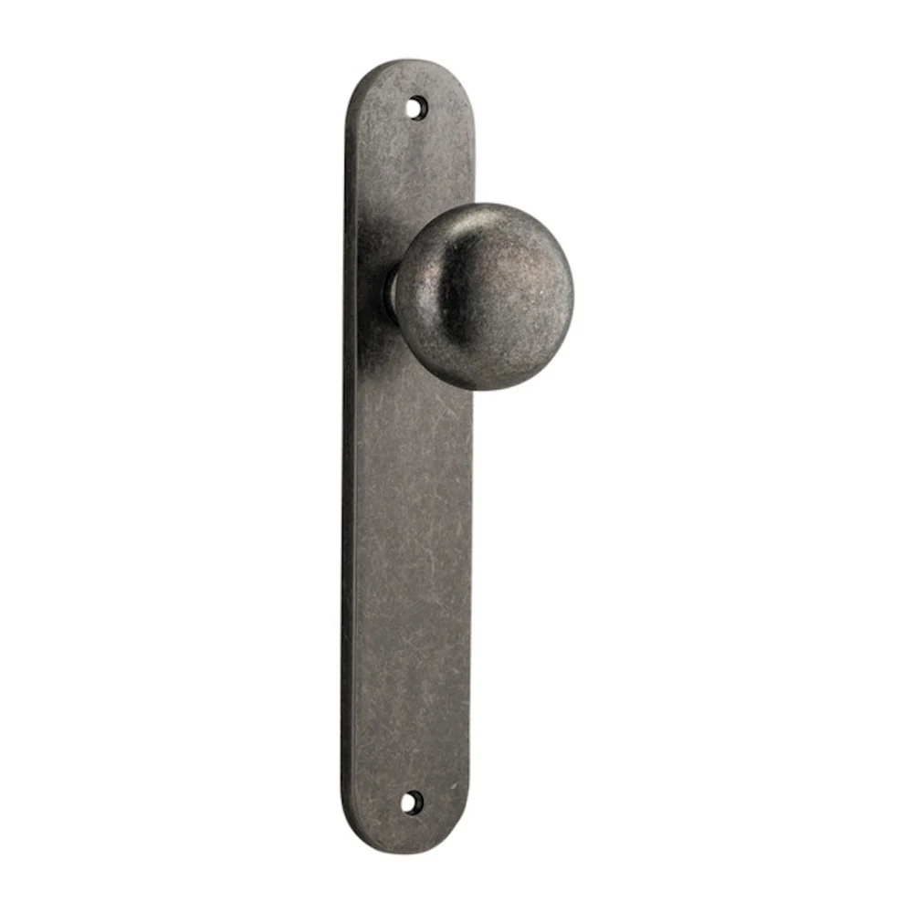 Iver Cambridge Door Knob on Oval Backplate Distressed Nickel - Image 2