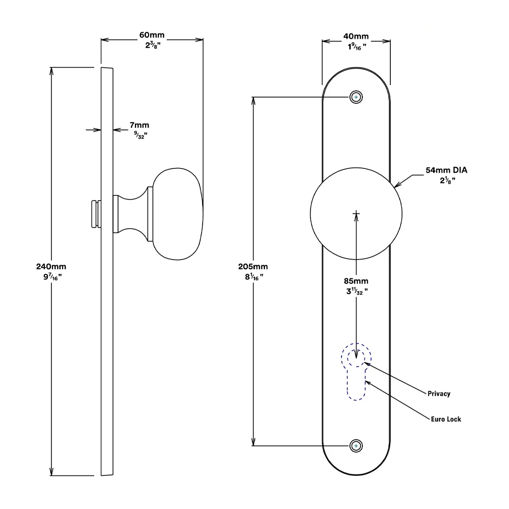 Iver Cambridge Door Knob on Oval Backplate Entrance Kit Key/Key - Available in Various Finishes - Image 2