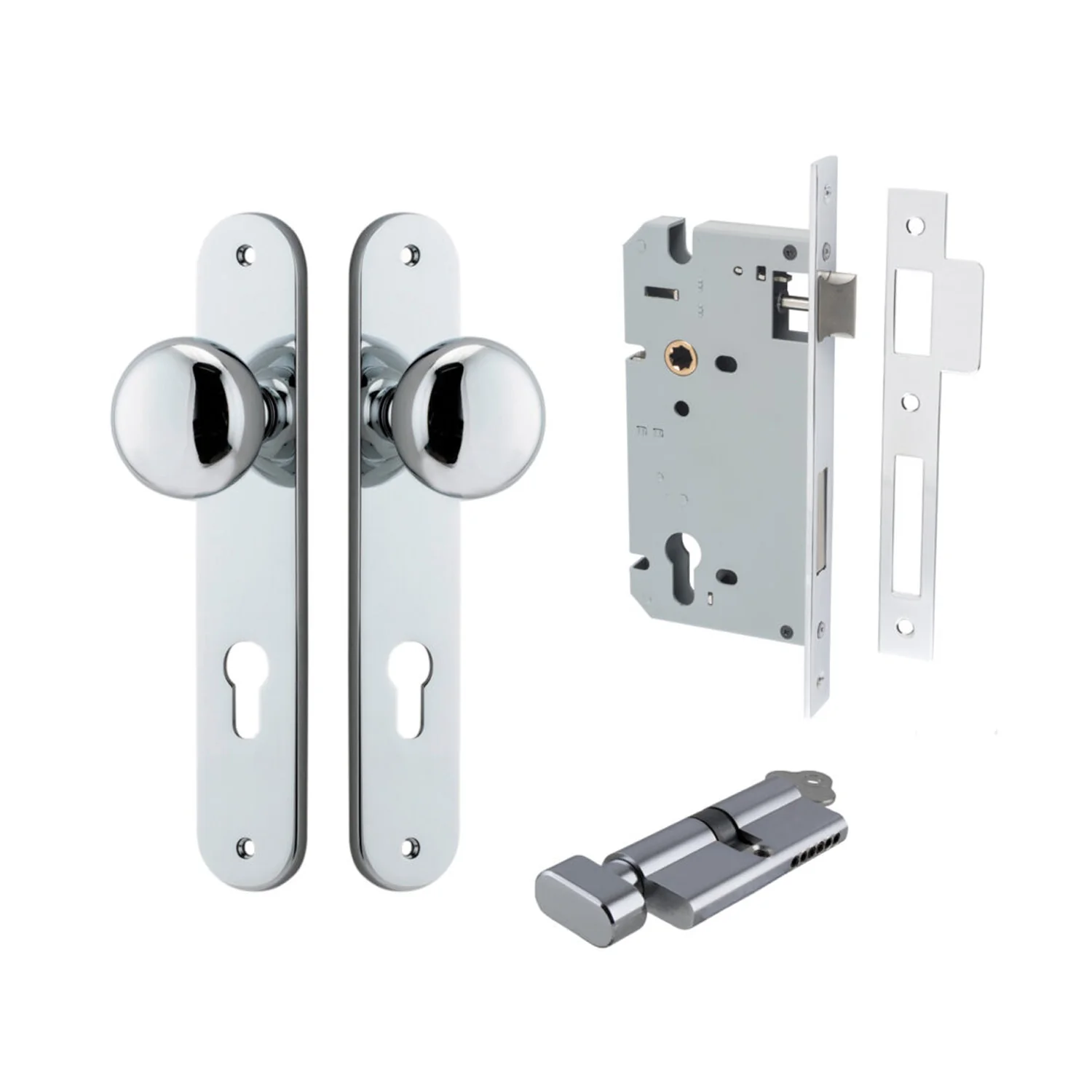 Iver Cambridge Door Knob on Oval Backplate Entrance Kit Key/Thumb - Available in Various Finishes - Image 10
