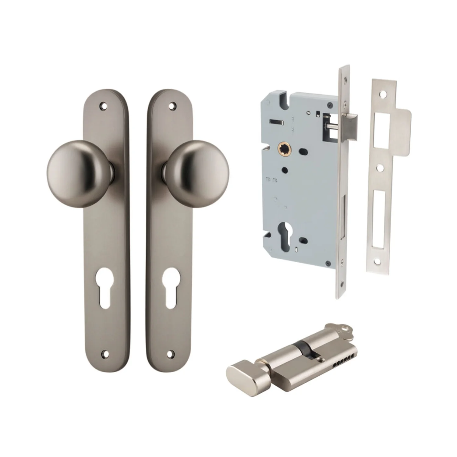 Iver Cambridge Door Knob on Oval Backplate Entrance Kit Key/Thumb - Available in Various Finishes - Image 12