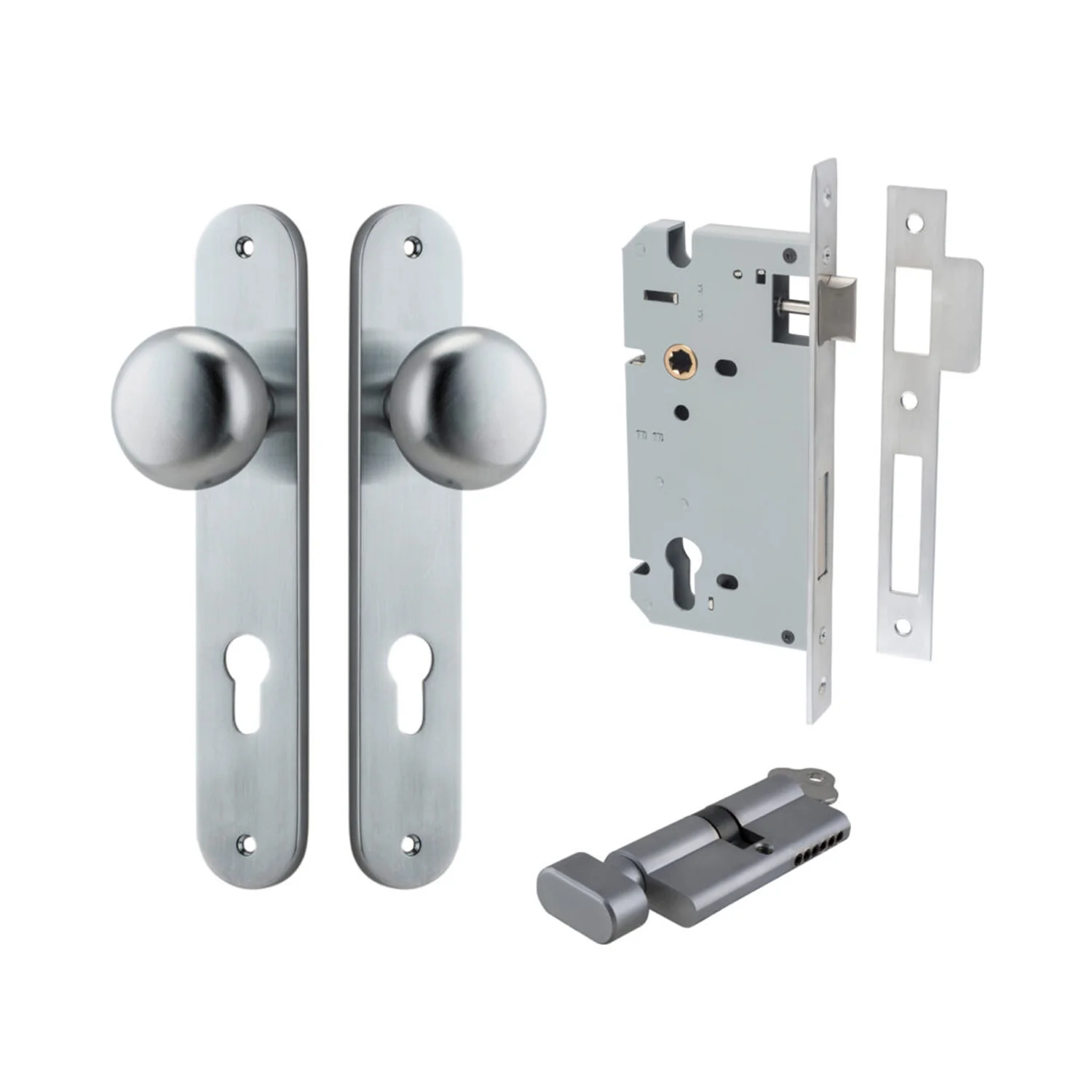 Iver Cambridge Door Knob on Oval Backplate Entrance Kit Key/Thumb - Available in Various Finishes - Image 6