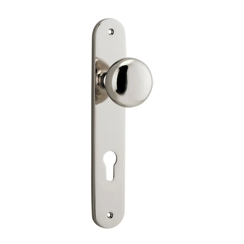 Iver Cambridge Door Knob on Oval Backplate Polished Nickel - Image 3