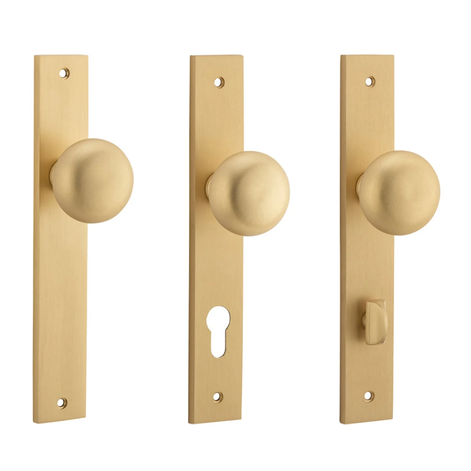 Iver Cambridge Door Knob on Rectangular Backplate Brushed Brass